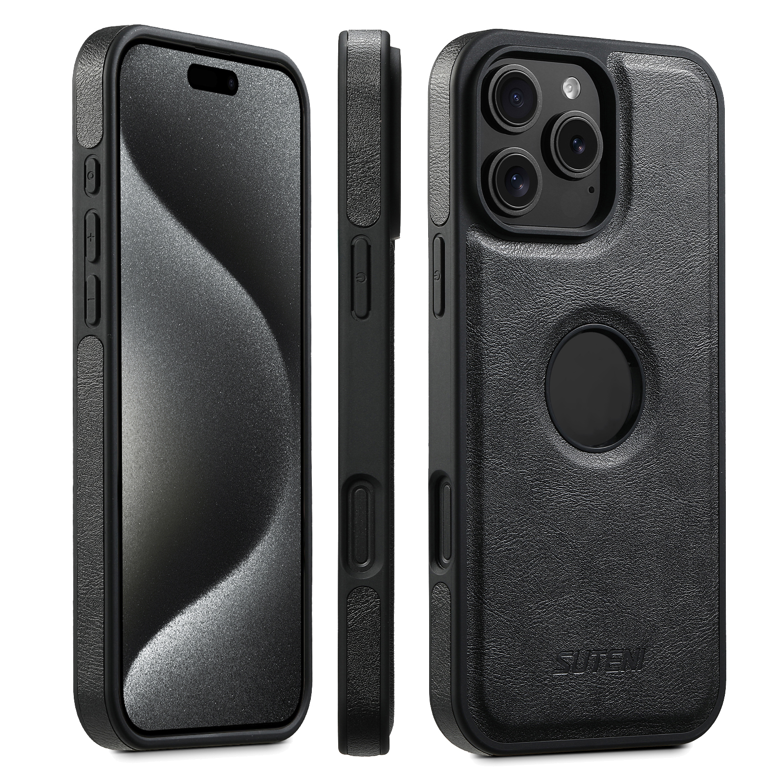SUTENI G1 Magnet Wireless Charging Luxury PU Leather Phone Case For iPhone 16 Pro Max 15 Plus 14 Pro 13 12