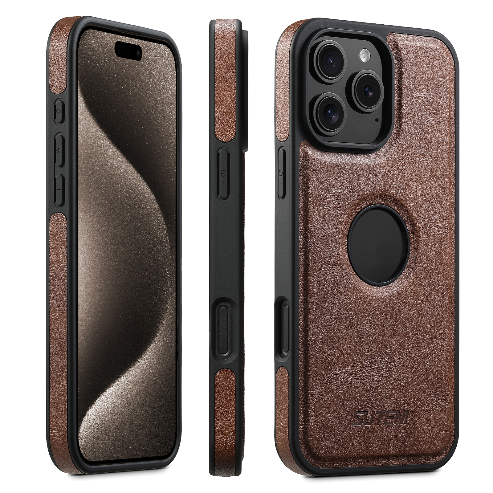 SUTENI G1 Magnet Wireless Charging Luxury PU Leather Phone Case For iPhone 16 Pro Max 15 Plus 14 Pro 13 12
