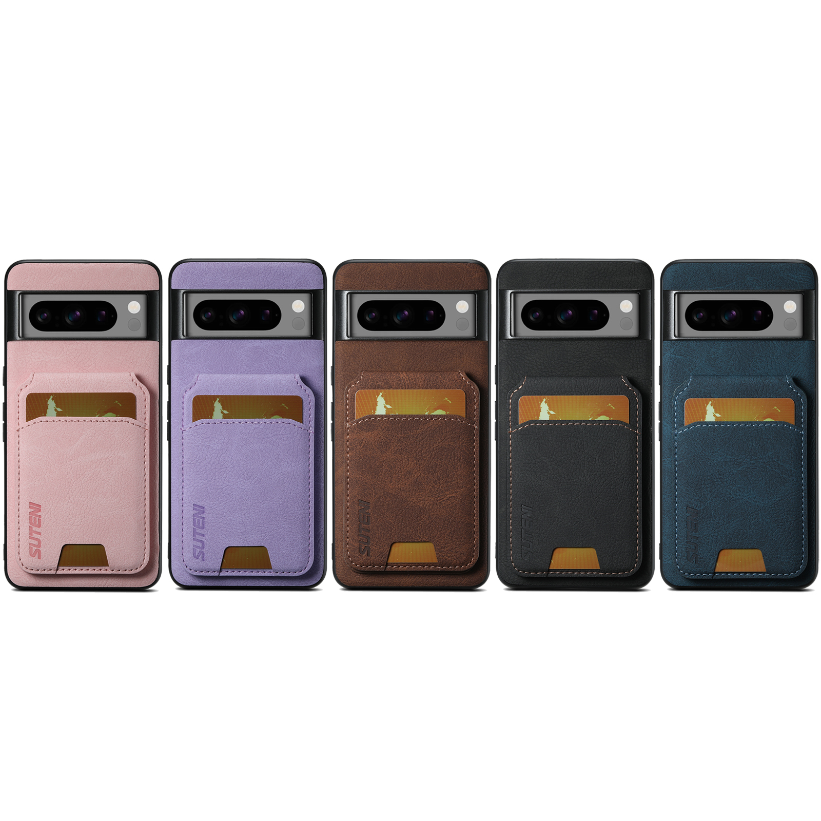 SUTENI H02LZ Luxury PU Leather Stand Card Holder Phone Case Frosted Feel For Google Pixel 9XL 8Pro 7A 6