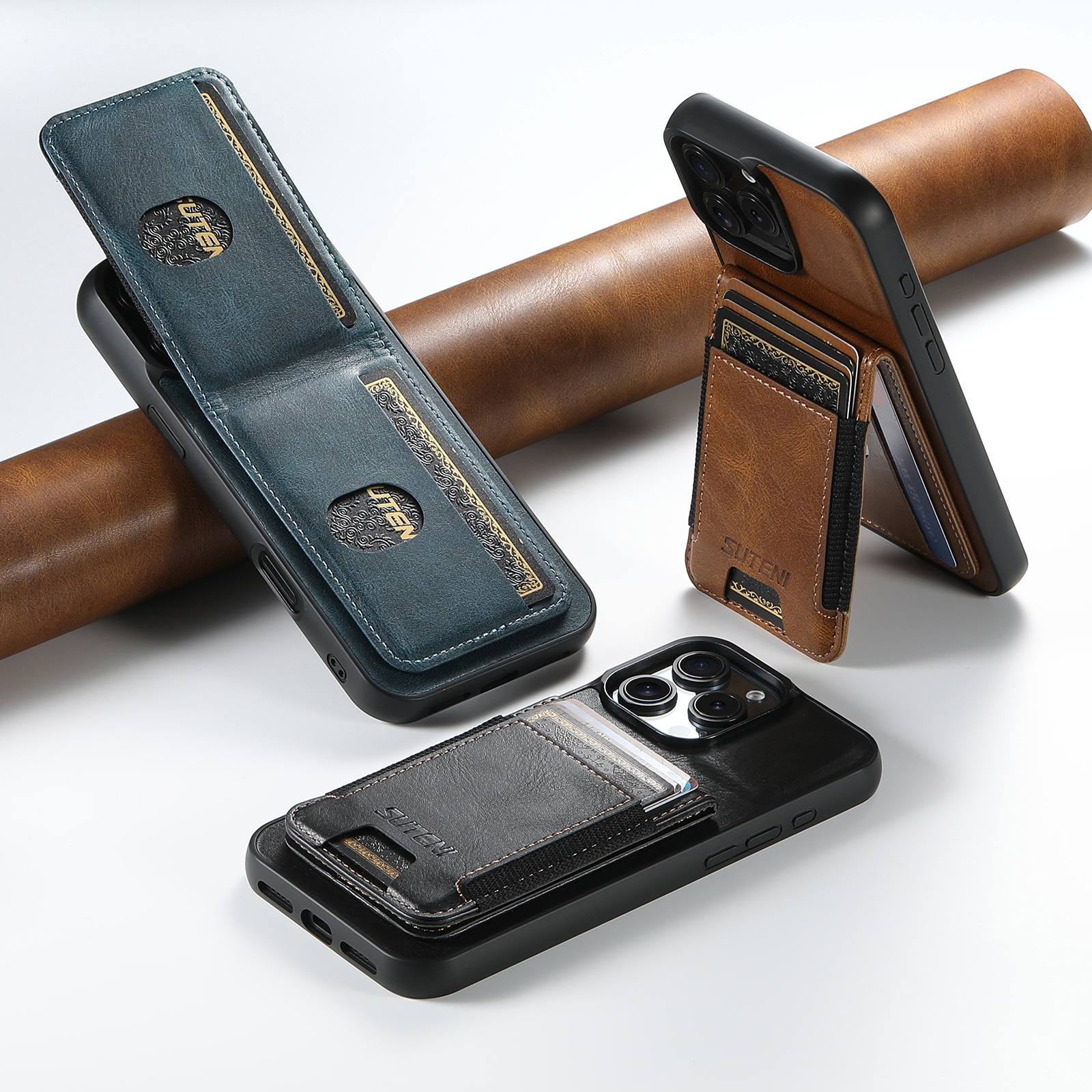 SUTENI H03YL Card Holder Phone Case Luxury PU Leather Stand For iPhone 16 Pro Max 15 Plus 14 13 12 11