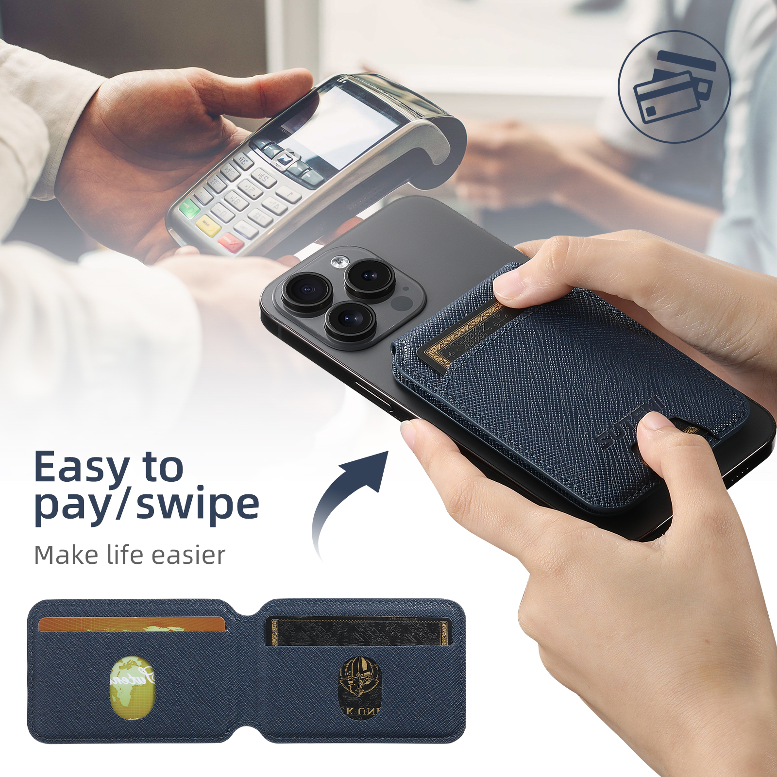 SUTENI S2SZ Luxury PU Leather Stand Mobile Phone Wallet Magnet Flip Pocket Card Storage Bag Wallet
