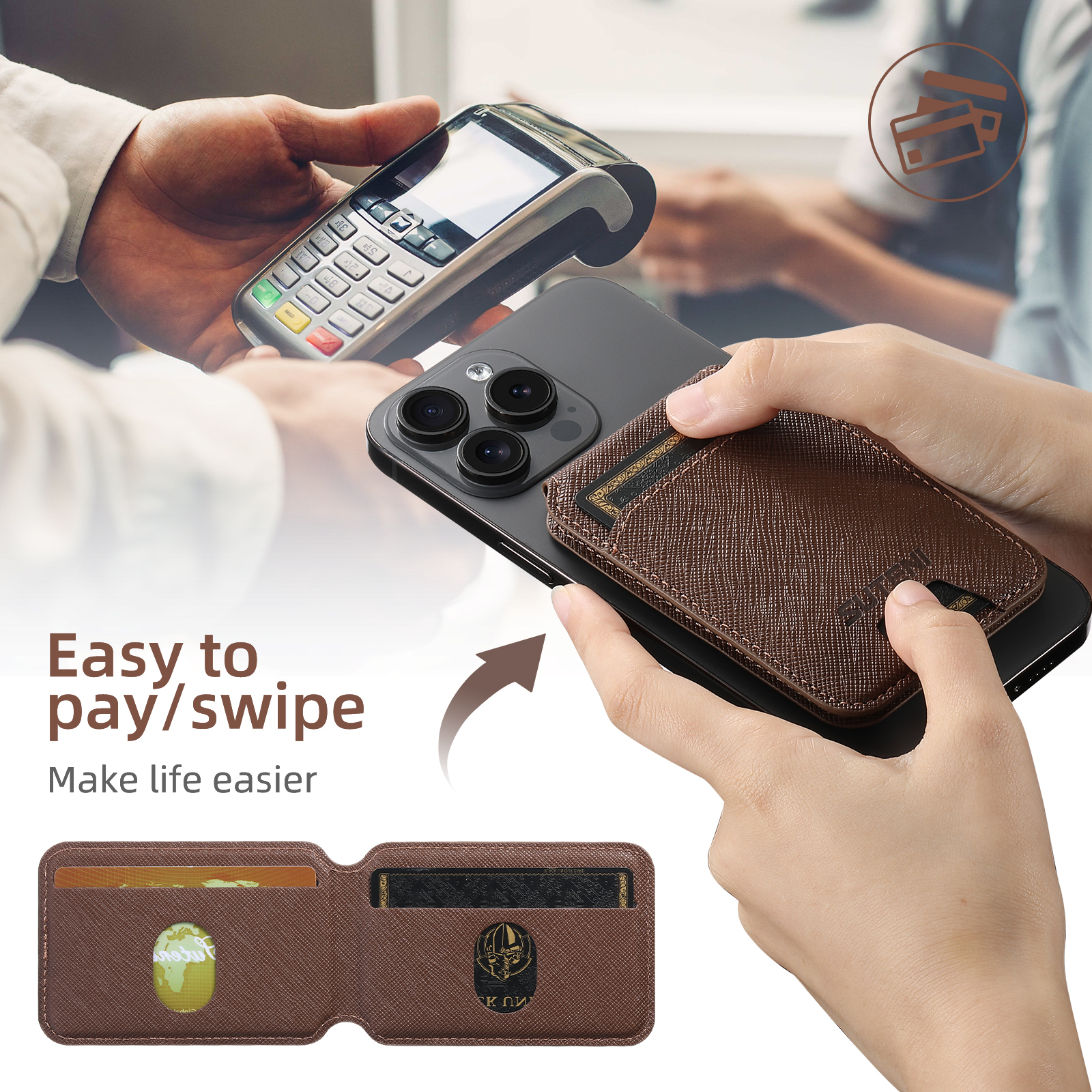 SUTENI S2SZ Luxury PU Leather Stand Mobile Phone Wallet Magnet Flip Pocket Card Storage Bag Wallet
