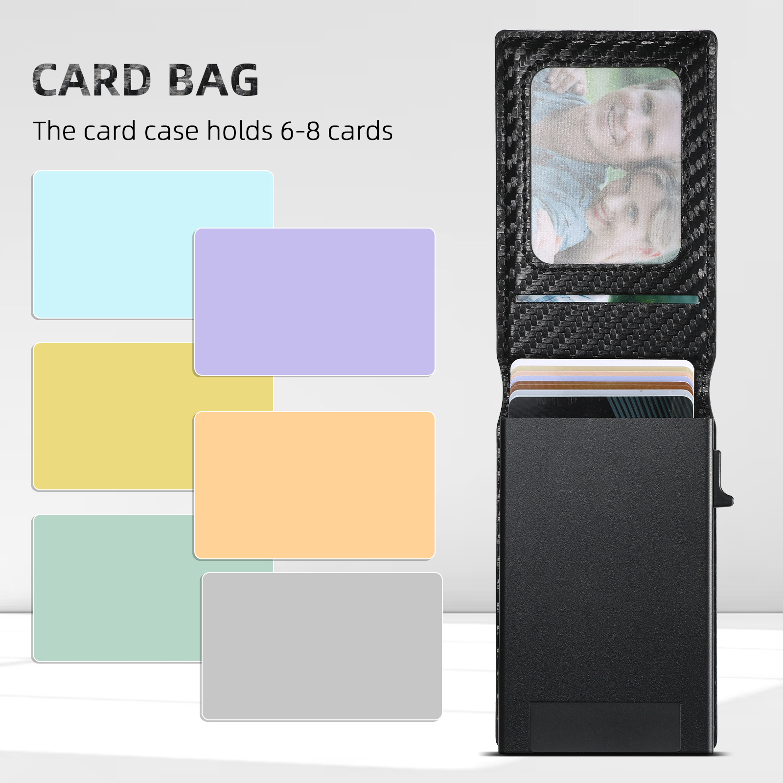 SUTENI KHTXW PU Leather Flip Cover Card Slot Wallet Button card box Pressing The Button Automatically Ejects The Card