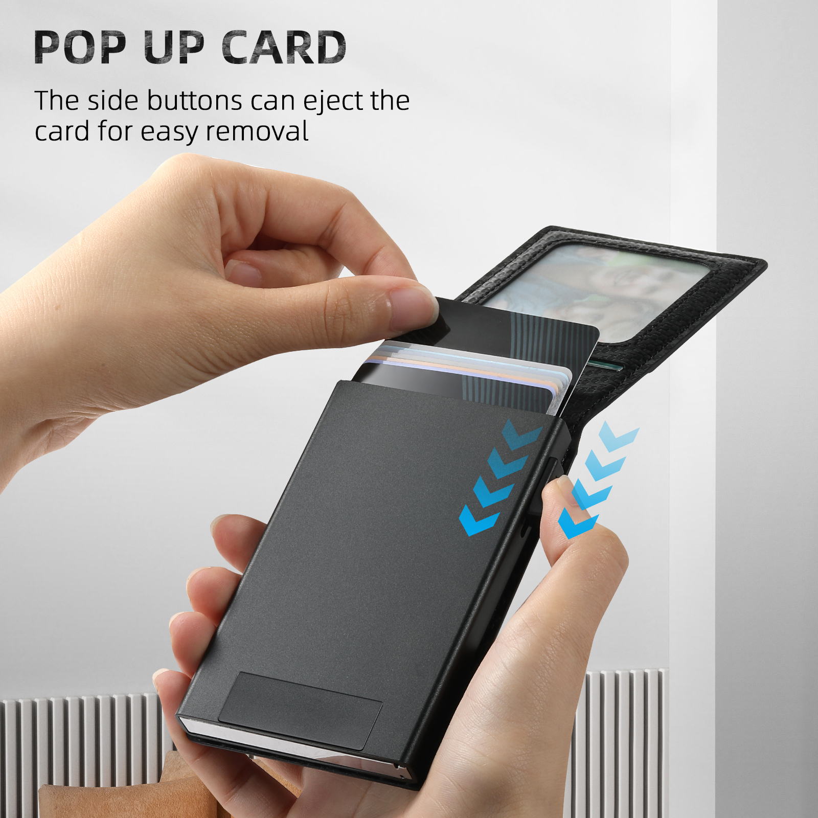 SUTENI KHTXW PU Leather Flip Cover Card Slot Wallet Button card box Pressing The Button Automatically Ejects The Card