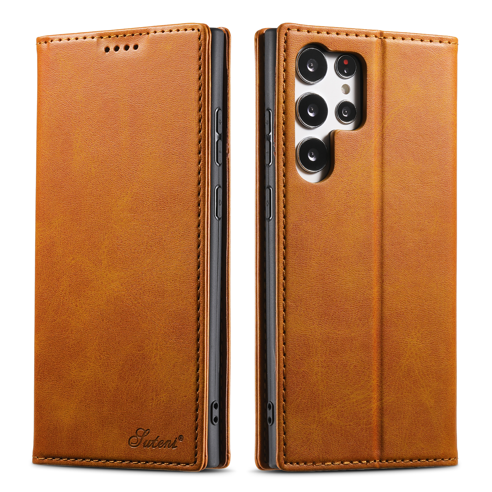SUTENI J01 PU Leather Card Holder Stand Wallet Magnet Flip Cover Phone Case For Samsung S24Plus S23Ultra S22 Note20