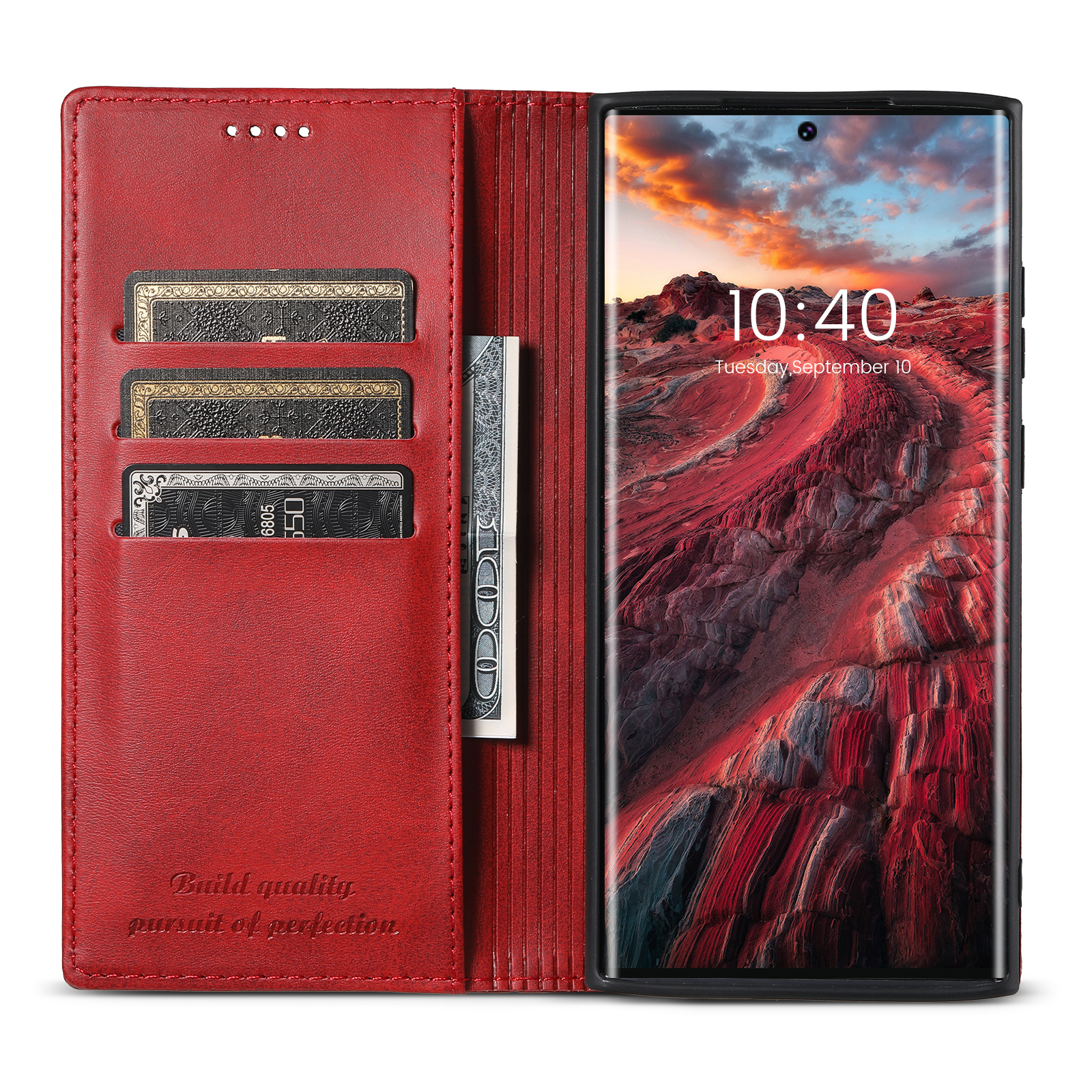 SUTENI J01 PU Leather Card Holder Stand Wallet Magnet Flip Cover Phone Case For Samsung S24Plus S23Ultra S22 Note20