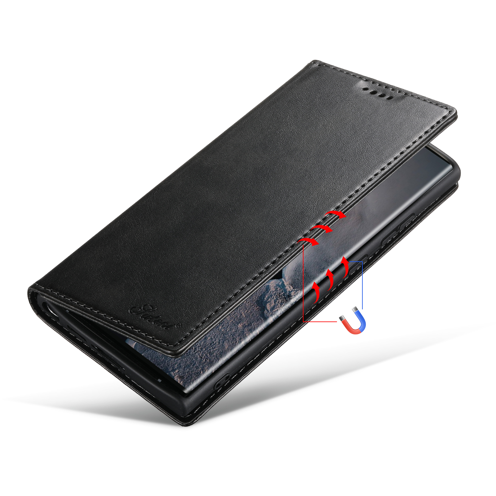 SUTENI J01 PU Leather Card Holder Stand Wallet Magnet Flip Cover Phone Case For Samsung S24Plus S23Ultra S22 Note20