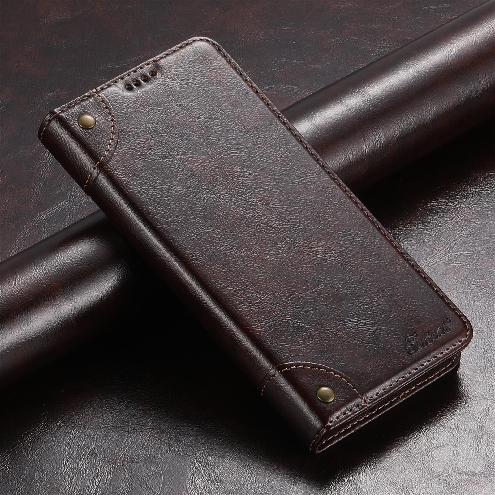 SUTENI BLK Phone Case PU Leather Card Holder Stand Wallet Magnet Flip Cover For Samsung S24Ultra S23Plus S22 Note20