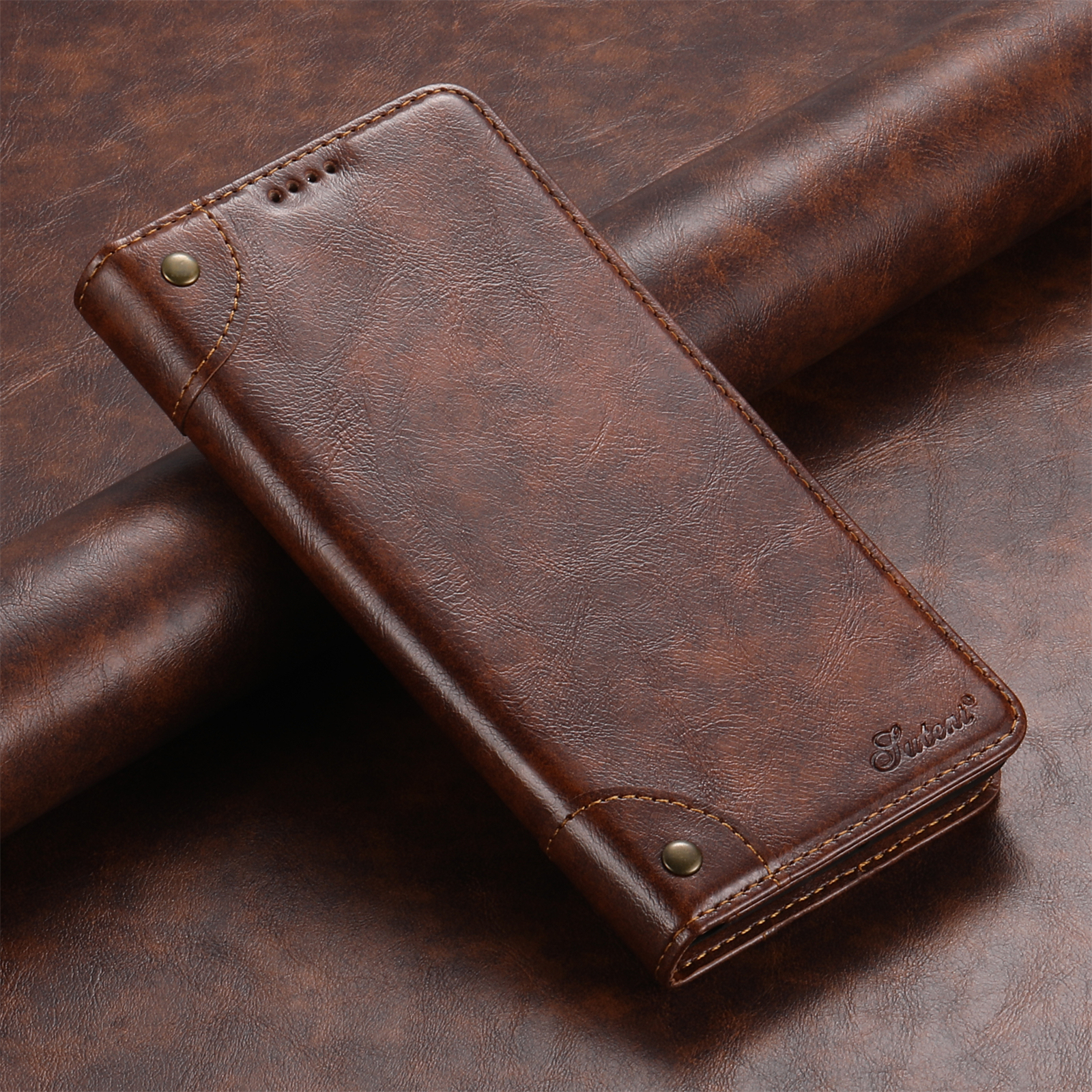 SUTENI BLK Phone Case PU Leather Card Holder Stand Wallet Magnet Flip Cover For Samsung S24Ultra S23Plus S22 Note20