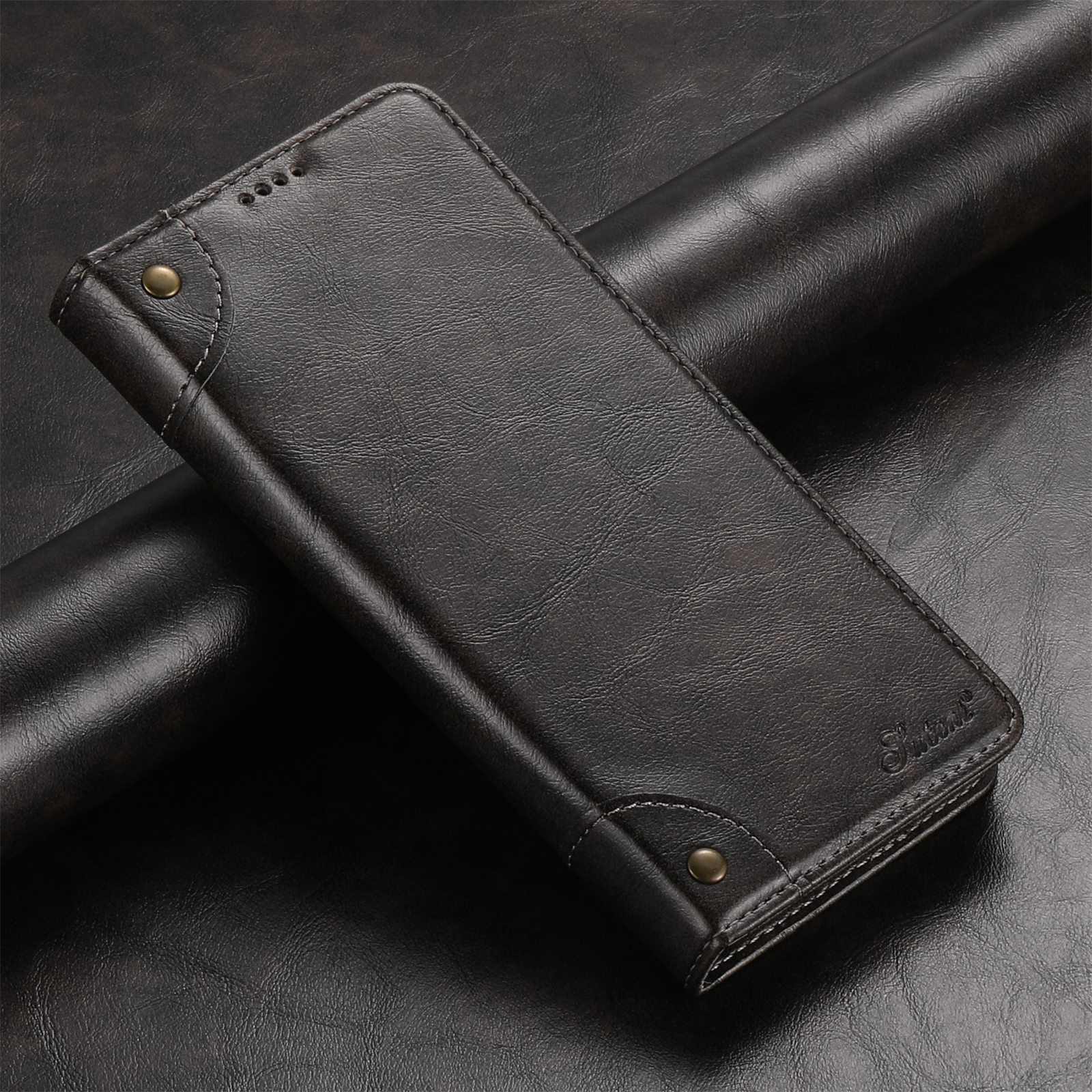 SUTENI BLK Phone Case PU Leather Card Holder Stand Wallet Magnet Flip Cover For Samsung S24Ultra S23Plus S22 Note20