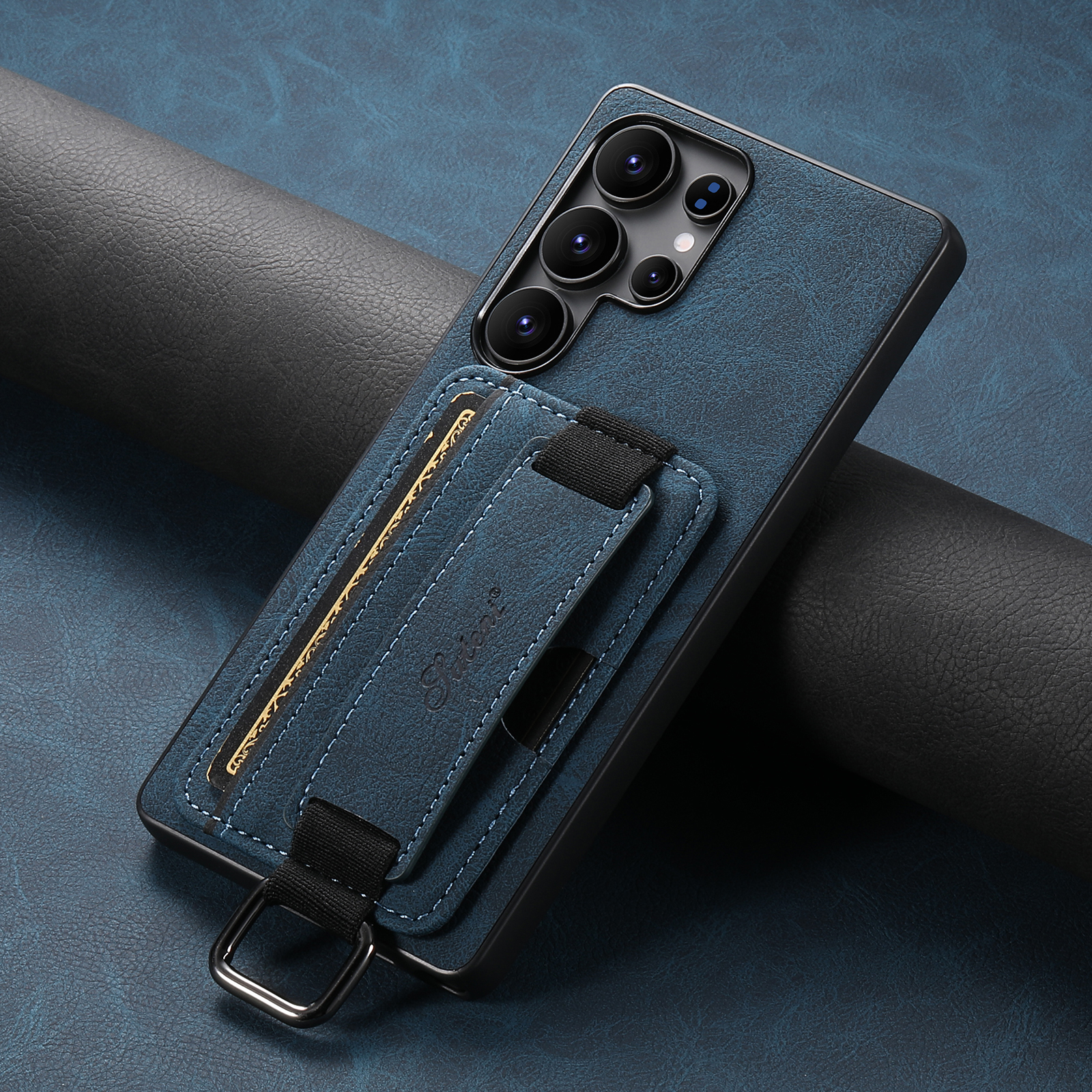 SUTENI H13LZ PU Leather Phone Case Wrist Strap Ring Buckle Card Holder Stand For Samsung S25Ultra S24Plus S23 S22 Note20