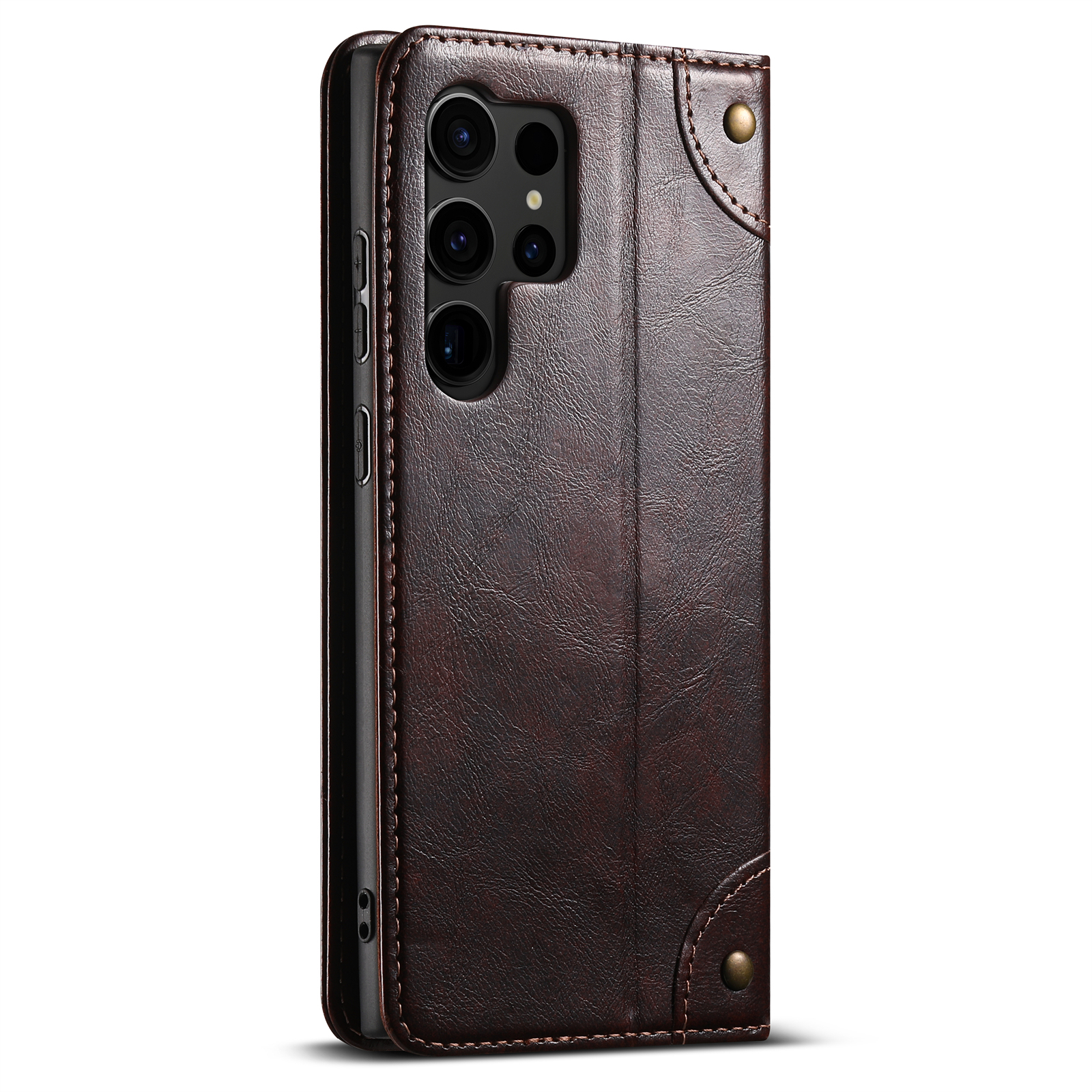 SUTENI BLK Phone Case PU Leather Card Holder Stand Wallet Magnet Flip Cover For Samsung S24Ultra S23Plus S22 Note20