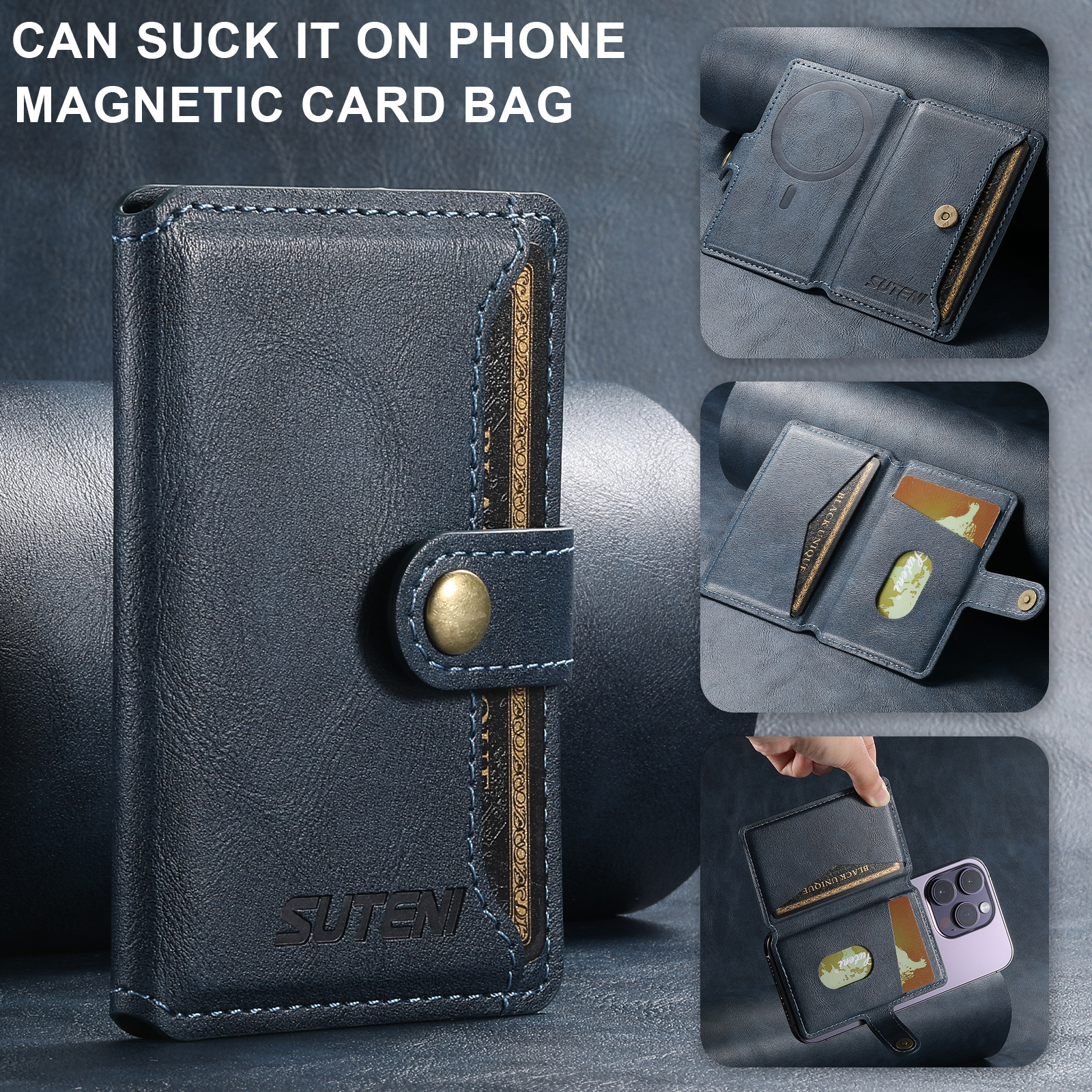 SUTENI S1 Luxury PU Leather Flip Pocket Card Storage Magnet Mobile Phone Wallet