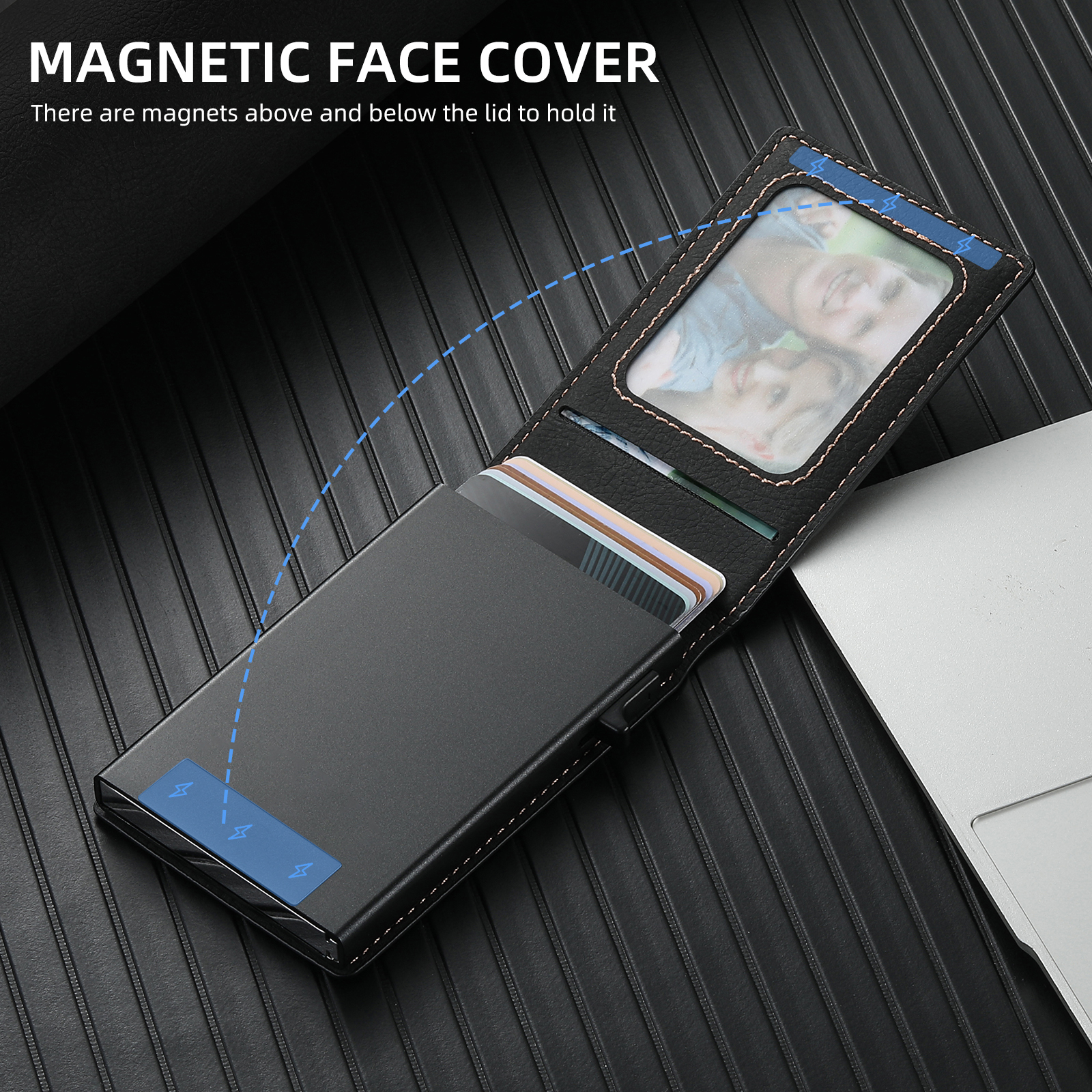 SUTENI KHLZ Luxury PU Leather Card Slot Wallet Flip Cover  Button card box Pressing The Button Automatically Ejects The Card