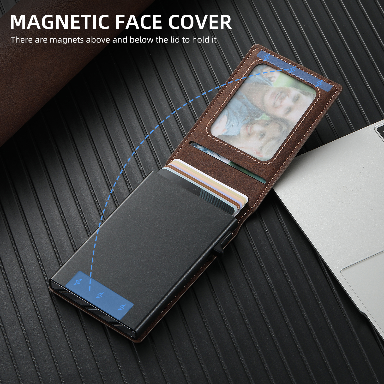 SUTENI KHLZ Luxury PU Leather Card Slot Wallet Flip Cover  Button card box Pressing The Button Automatically Ejects The Card