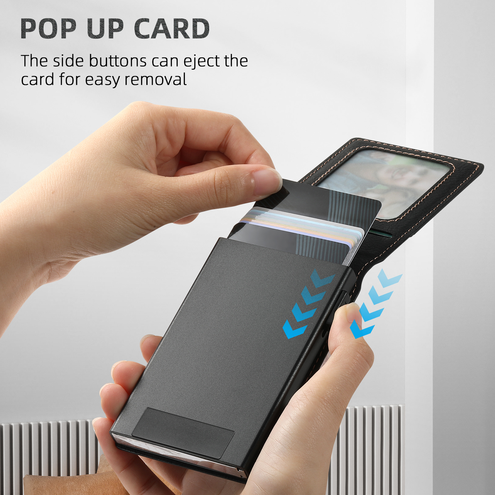 SUTENI KHLZ Luxury PU Leather Card Slot Wallet Flip Cover  Button card box Pressing The Button Automatically Ejects The Card