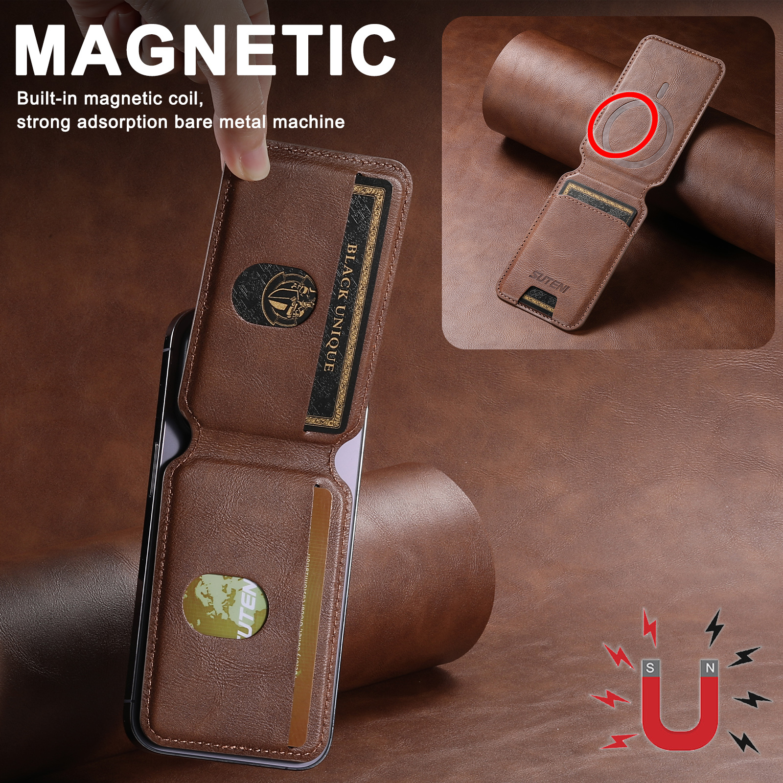 SUTENI S2 Mobile Phone Wallet Magnet Flip Pocket Card Storage Luxury PU Leather Bag Wallet