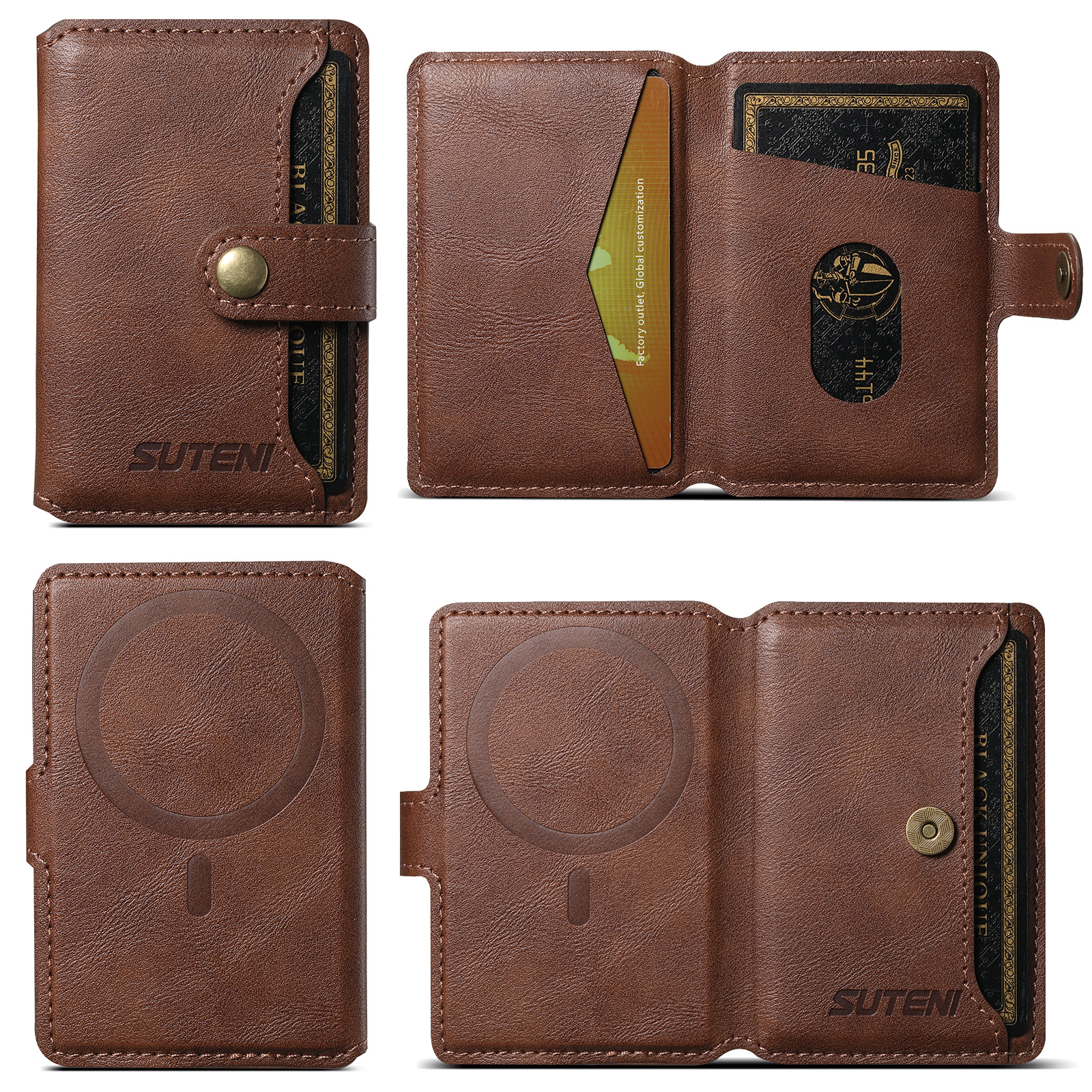 SUTENI S1 Luxury PU Leather Flip Pocket Card Storage Magnet Mobile Phone Wallet