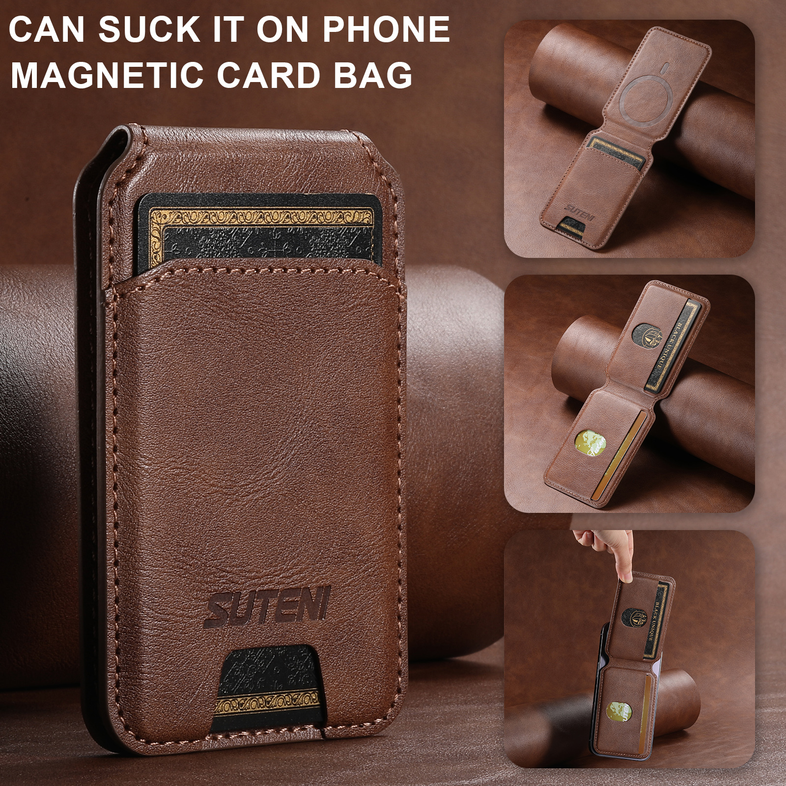 SUTENI S2 Mobile Phone Wallet Magnet Flip Pocket Card Storage Luxury PU Leather Bag Wallet