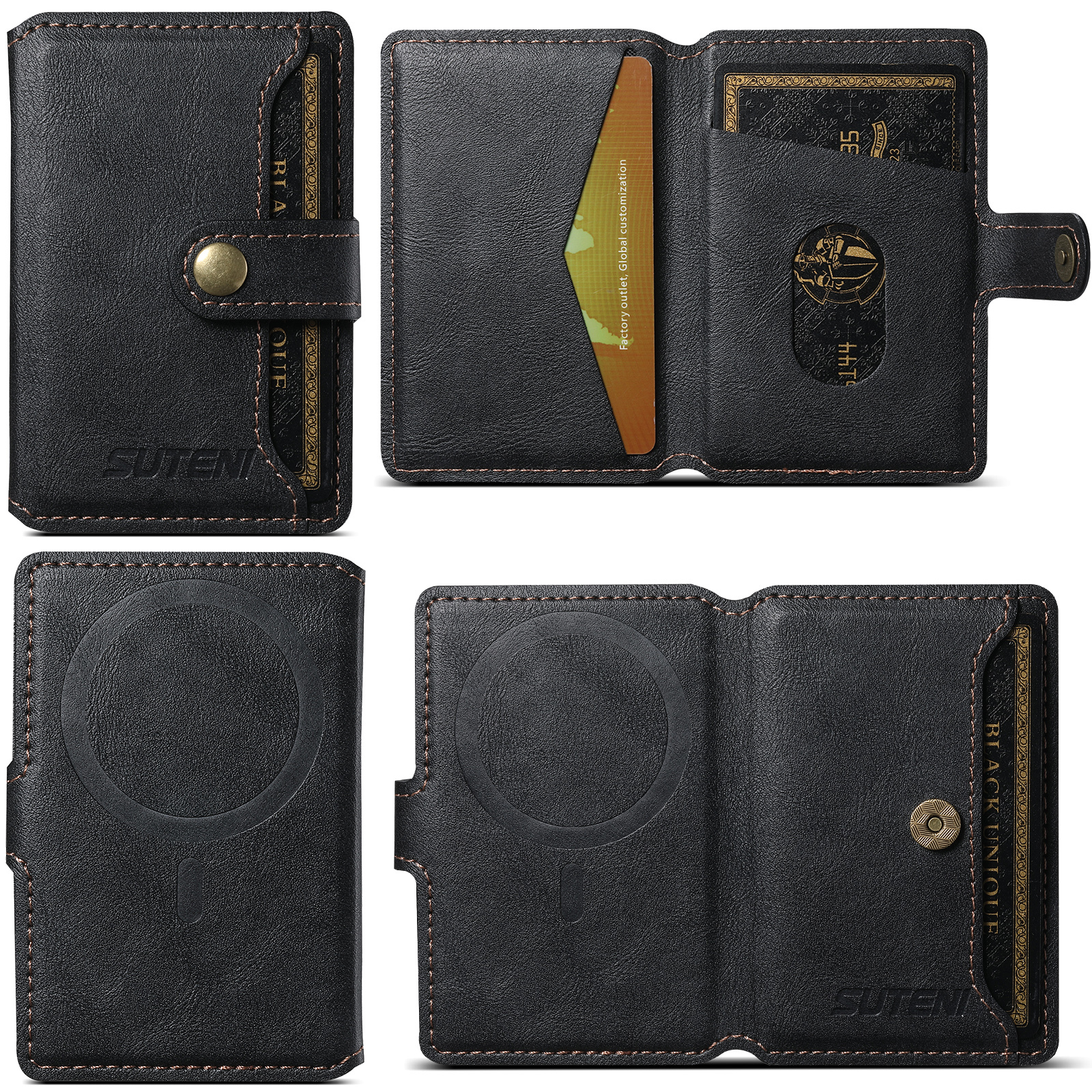 SUTENI S1 Luxury PU Leather Flip Pocket Card Storage Magnet Mobile Phone Wallet