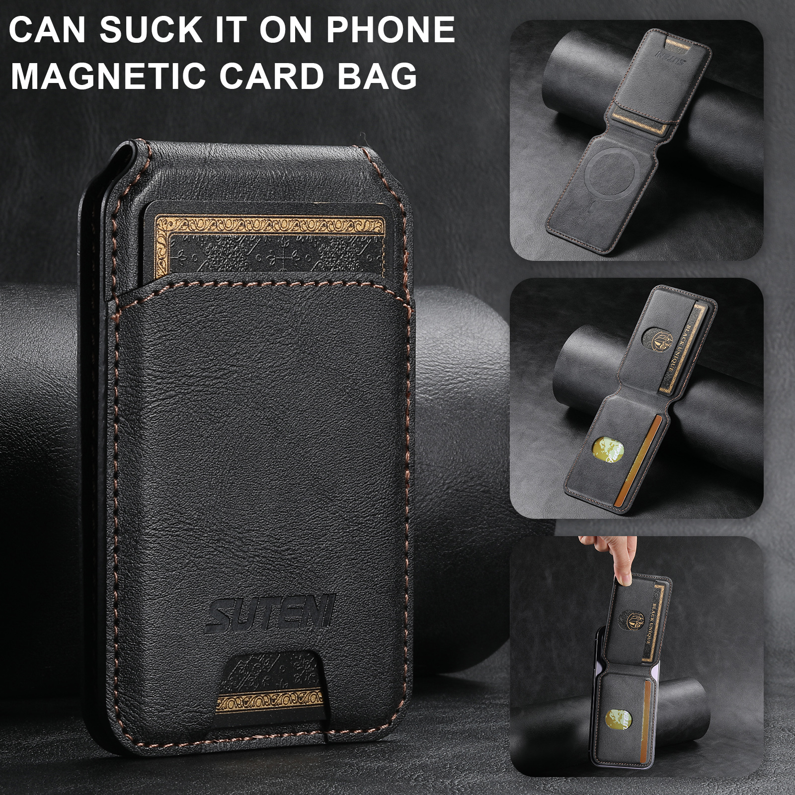 SUTENI S2 Mobile Phone Wallet Magnet Flip Pocket Card Storage Luxury PU Leather Bag Wallet