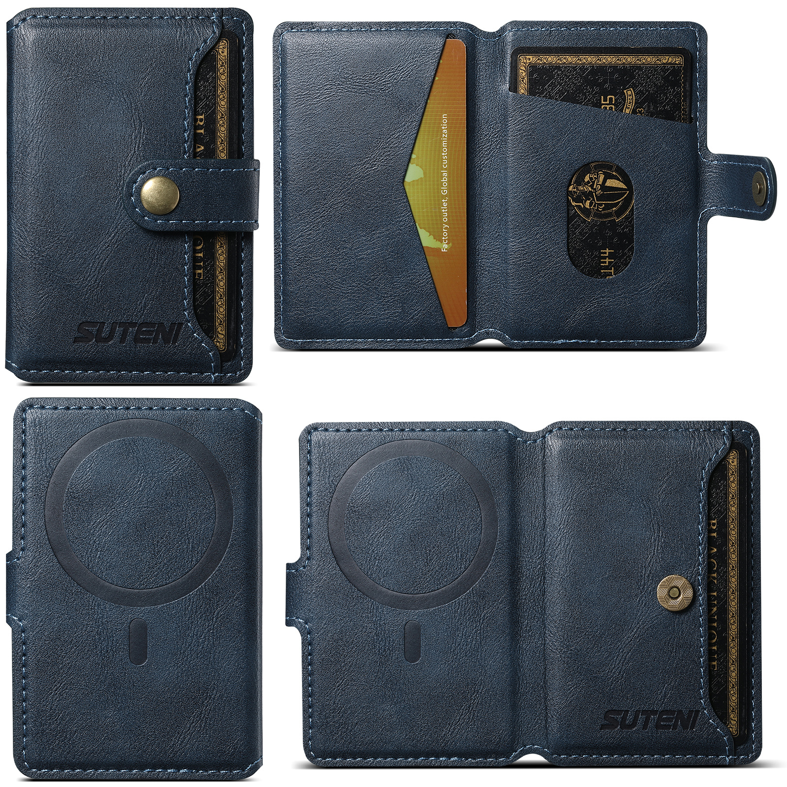 SUTENI S1 Luxury PU Leather Flip Pocket Card Storage Magnet Mobile Phone Wallet