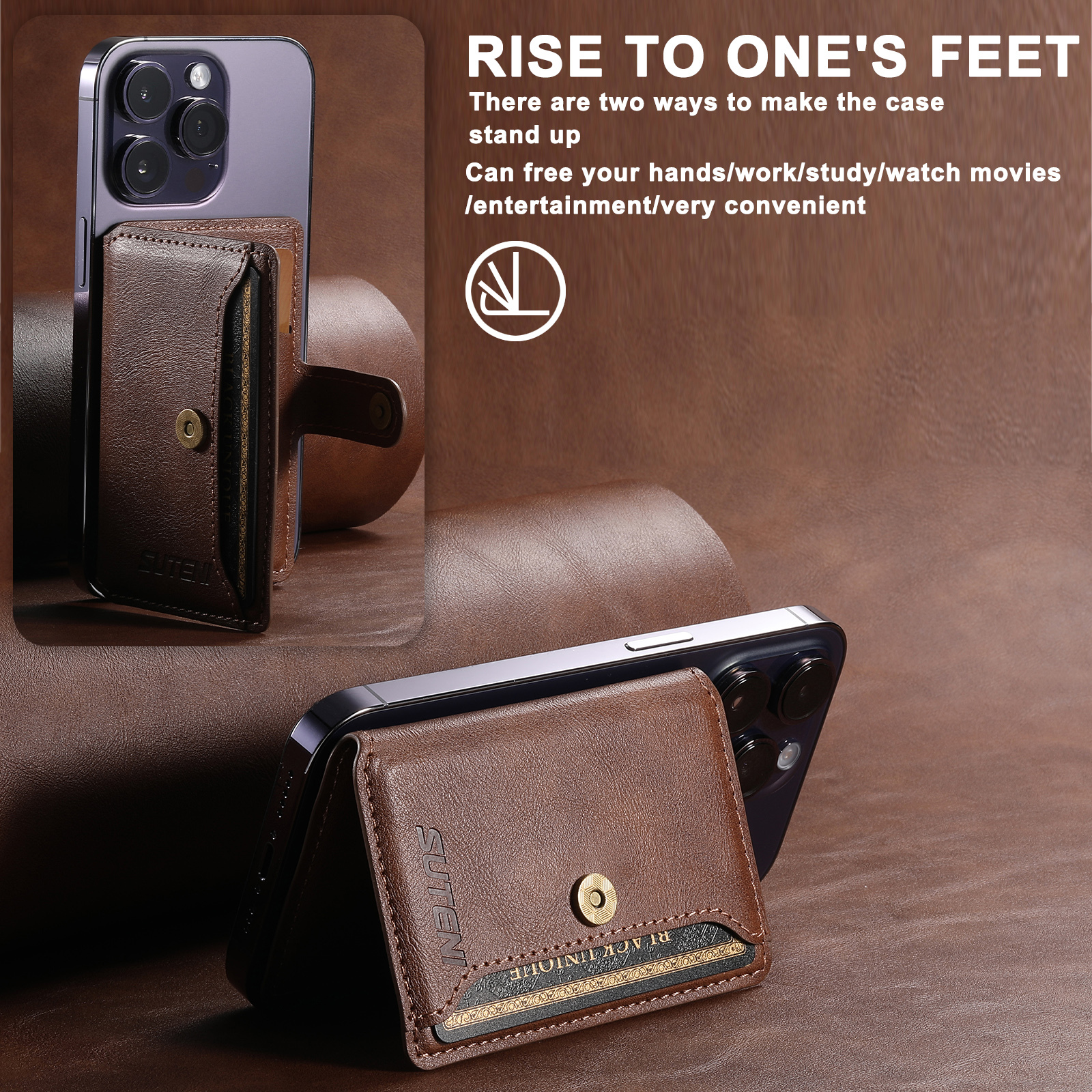 SUTENI S1 Luxury PU Leather Flip Pocket Card Storage Magnet Mobile Phone Wallet