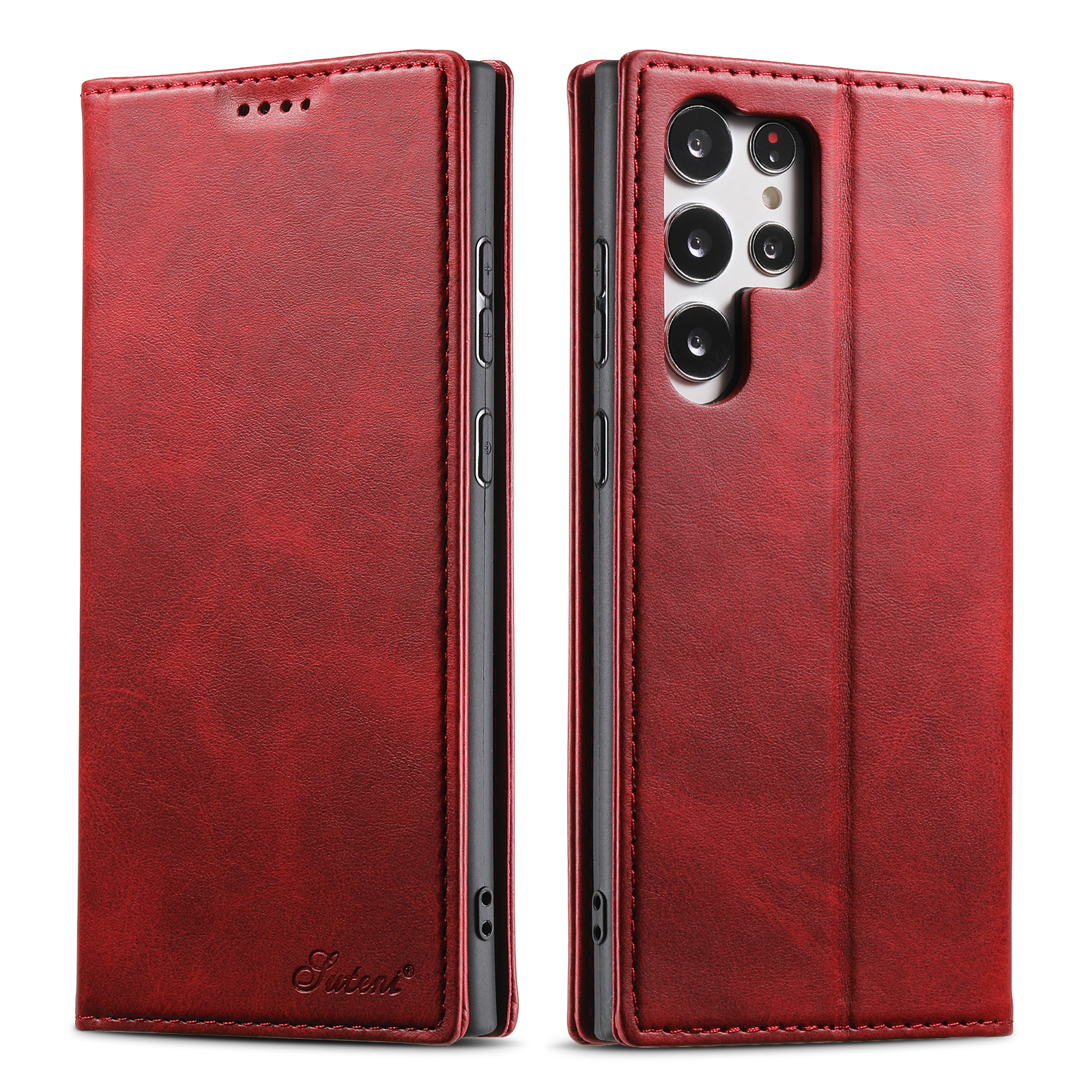 SUTENI J01 PU Leather Card Holder Stand Wallet Magnet Flip Cover Phone Case For Samsung S24Plus S23Ultra S22 Note20
