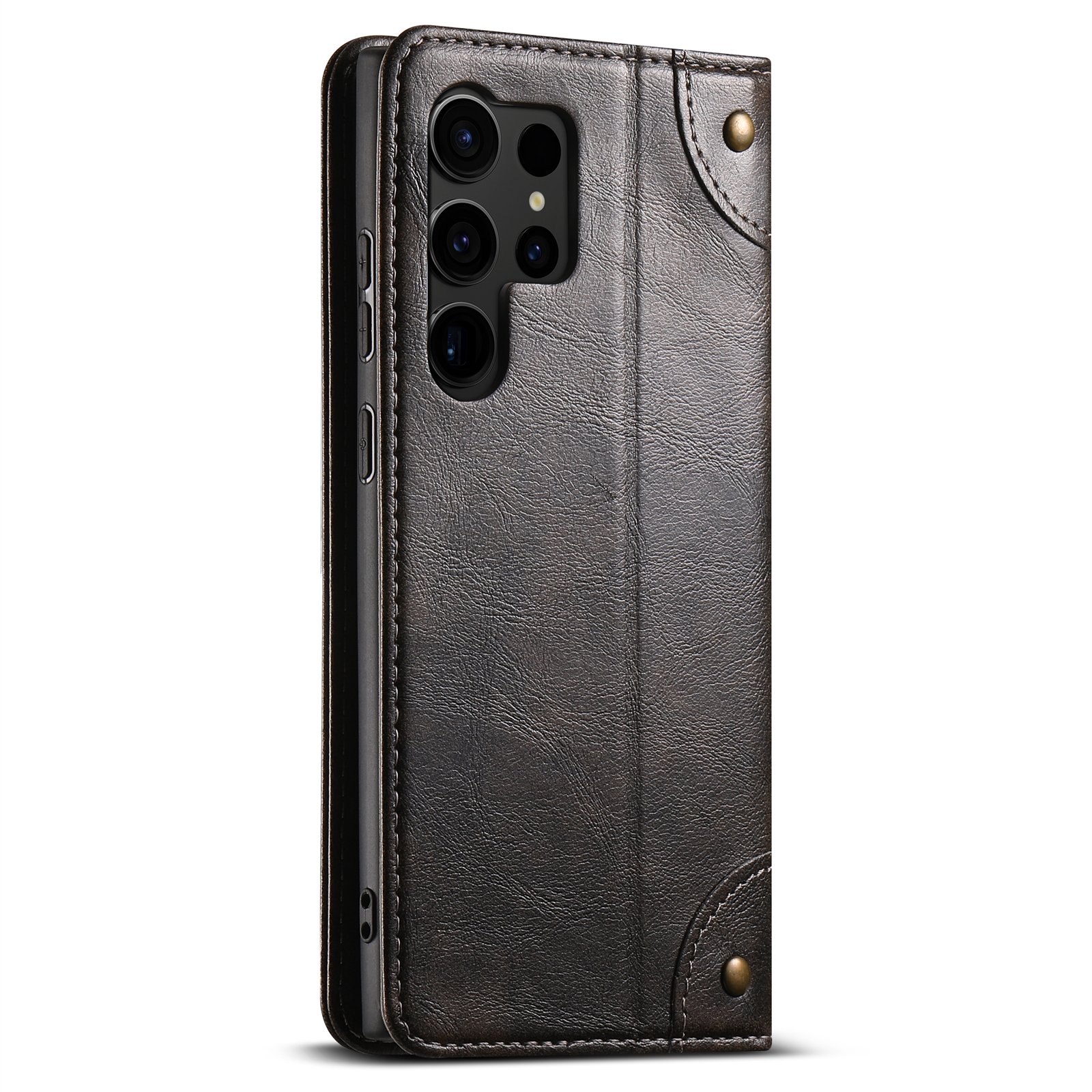 SUTENI BLK Phone Case PU Leather Card Holder Stand Wallet Magnet Flip Cover For Samsung S24Ultra S23Plus S22 Note20