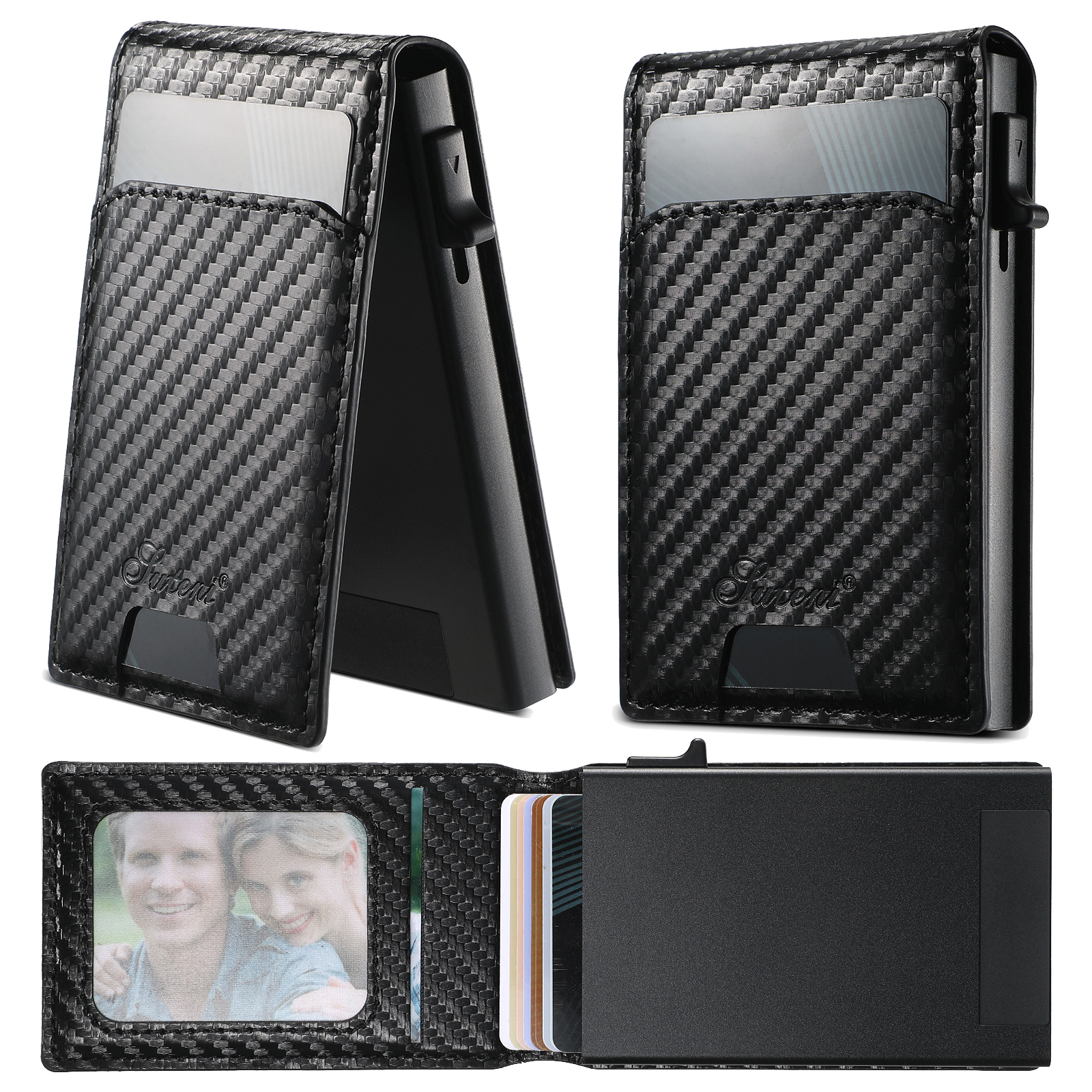 SUTENI KHTXW PU Leather Flip Cover Card Slot Wallet Button card box Pressing The Button Automatically Ejects The Card