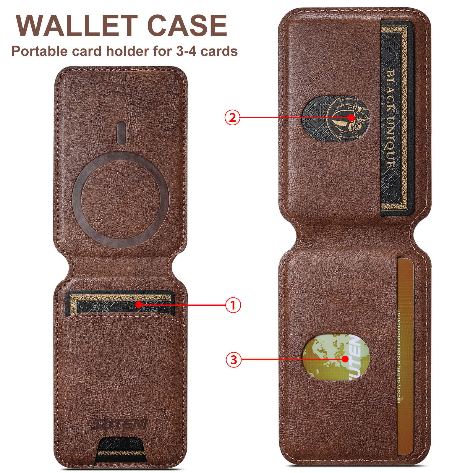SUTENI S2 Mobile Phone Wallet Magnet Flip Pocket Card Storage Luxury PU Leather Bag Wallet