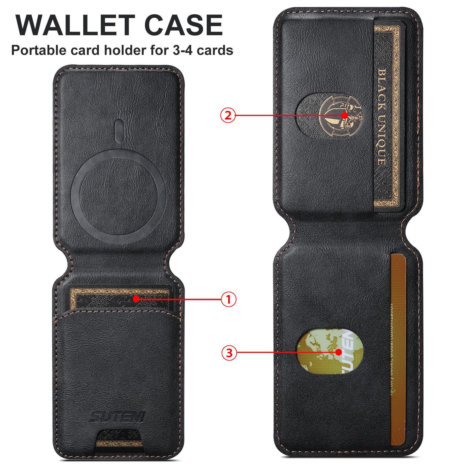 SUTENI S2 Mobile Phone Wallet Magnet Flip Pocket Card Storage Luxury PU Leather Bag Wallet