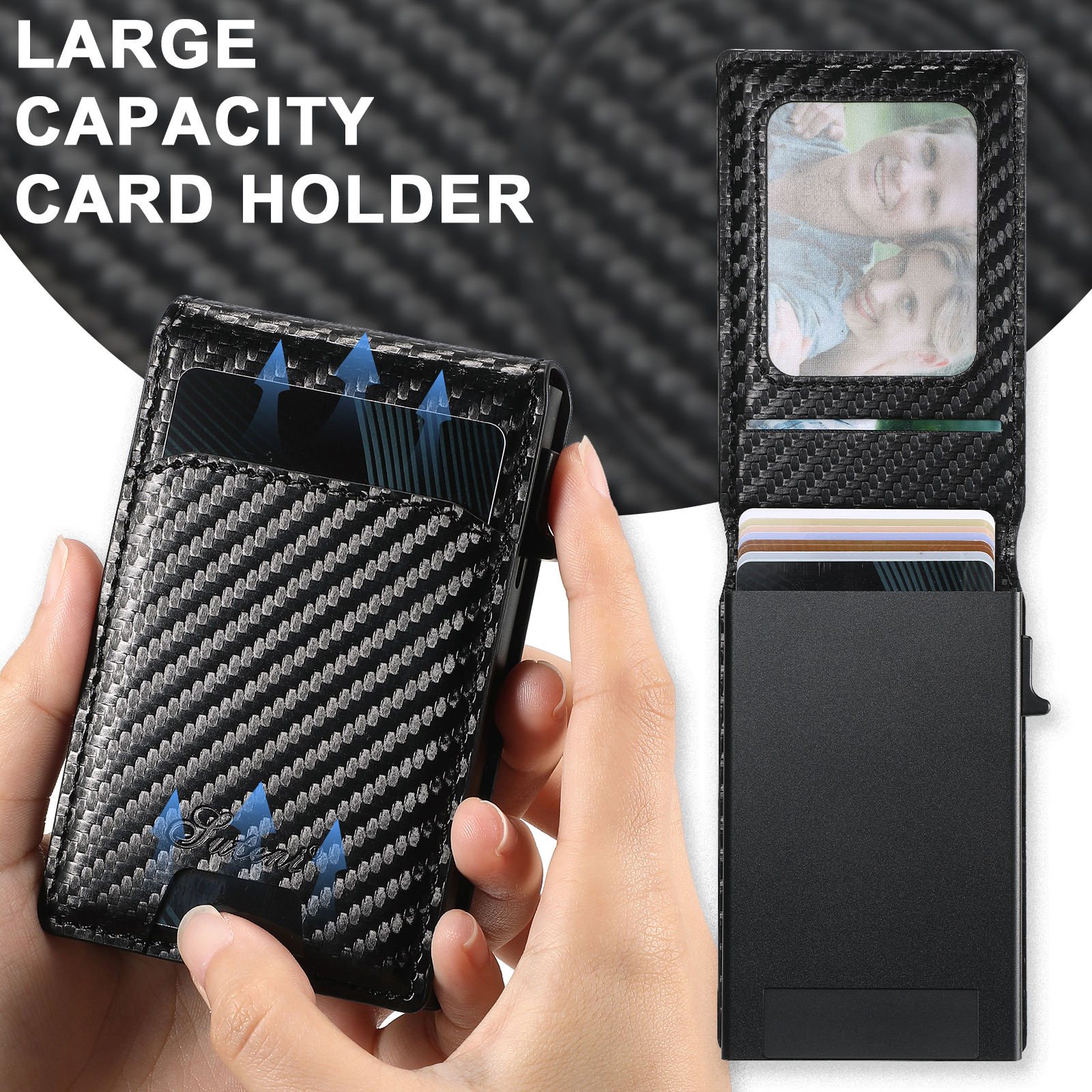 SUTENI KHTXW PU Leather Flip Cover Card Slot Wallet Button card box Pressing The Button Automatically Ejects The Card