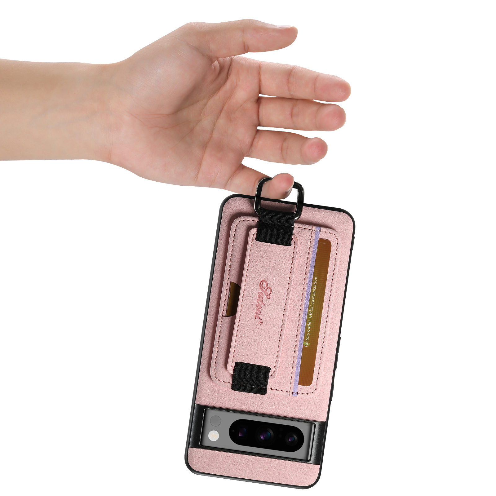 SUTENI H13LZ Faux Leather Phone Case Wrist Strap Ring Buckle Card Holder Stand For Google Pixel 10ProXL 9 8A 7 6