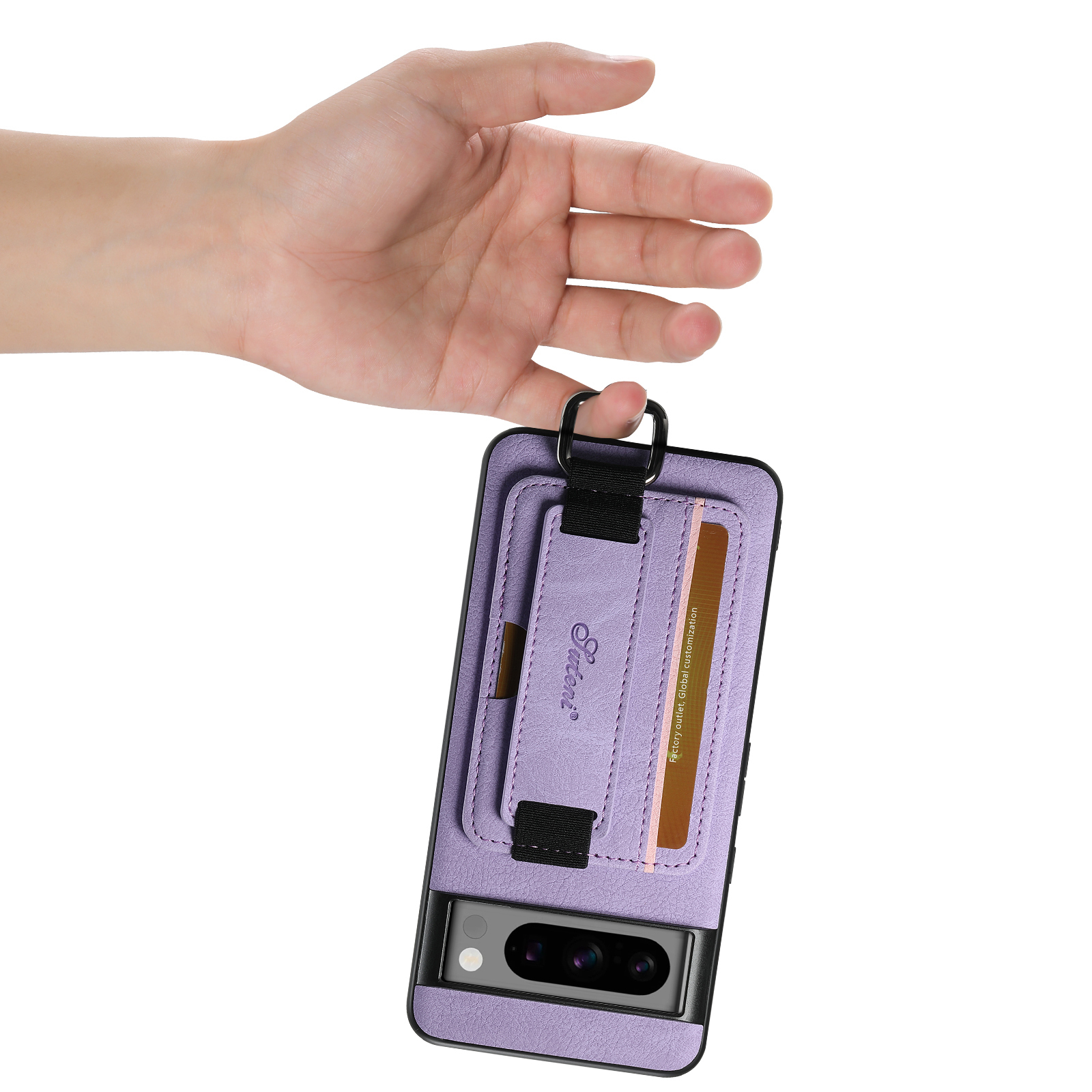SUTENI H13LZ Faux Leather Phone Case Wrist Strap Ring Buckle Card Holder Stand For Google Pixel 10ProXL 9 8A 7 6