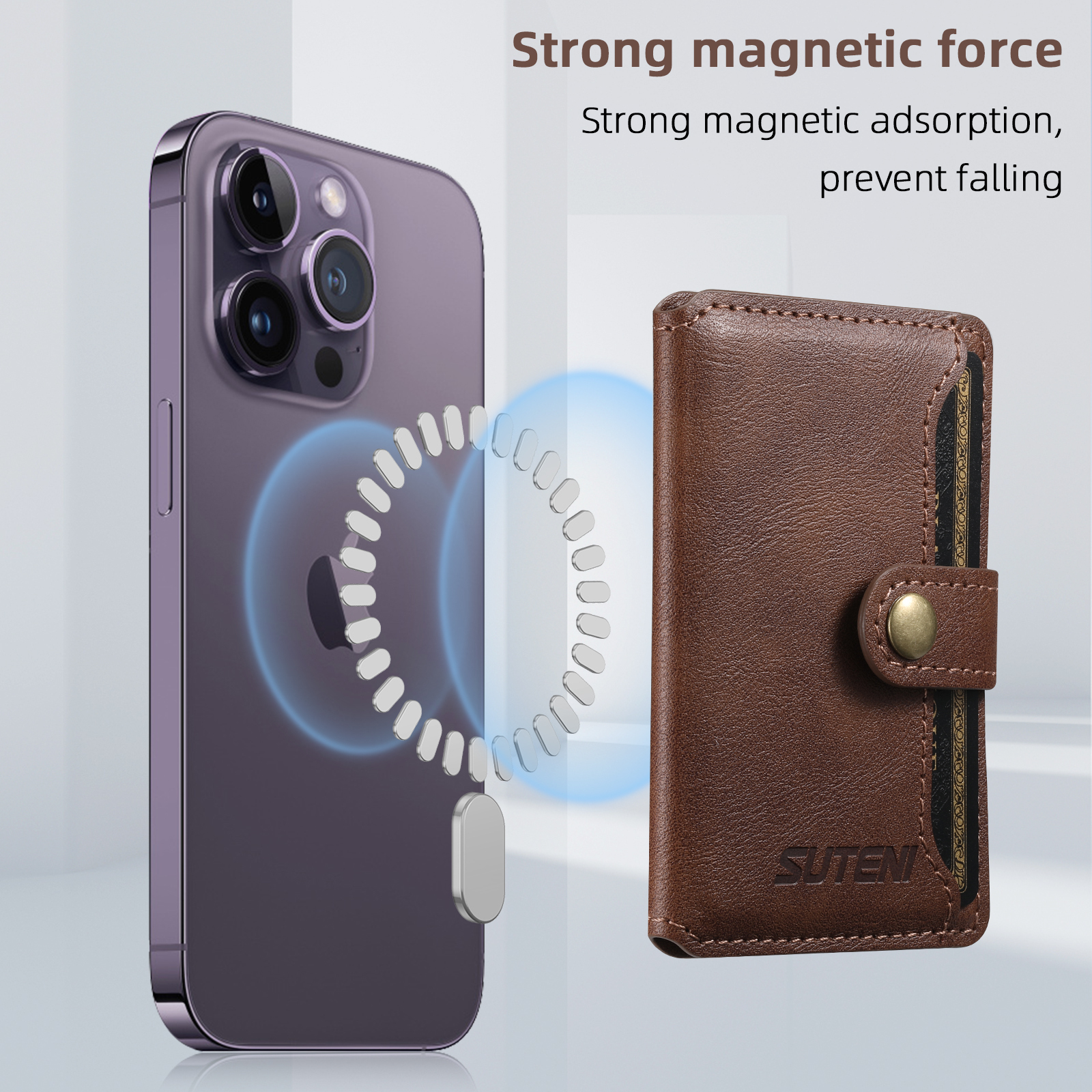 SUTENI S1 Luxury PU Leather Flip Pocket Card Storage Magnet Mobile Phone Wallet