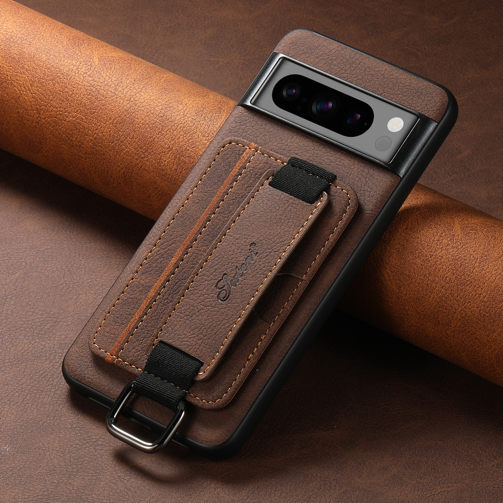SUTENI H13LZ PU Leather Phone Case Wrist Strap Ring Buckle Card Holder Stand For Google Pixel 9XL 8Pro 7A 6