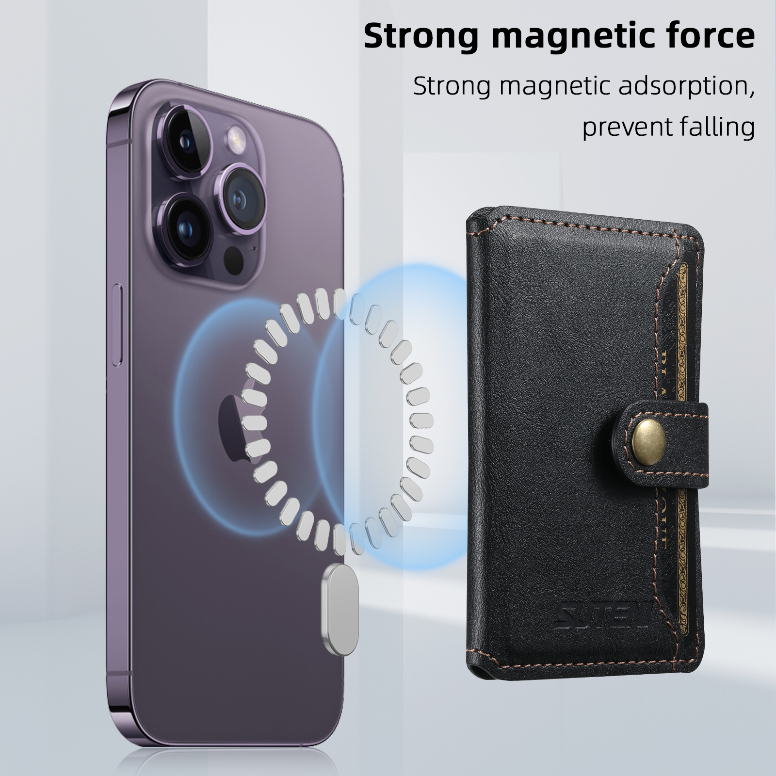 SUTENI S1 Luxury PU Leather Flip Pocket Card Storage Magnet Mobile Phone Wallet