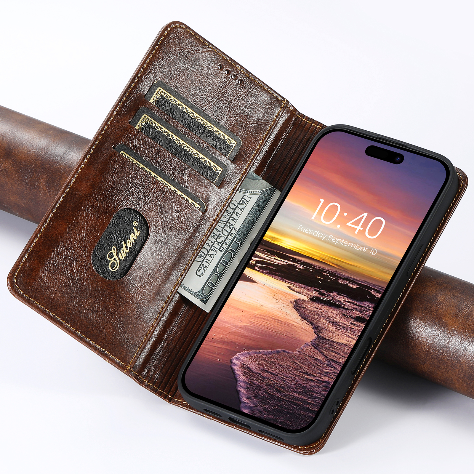 SUTENI BLK Phone Case Faux Leather Card Holder Stand Wallet Magnet Flip Cover For iPhone 17 Pro Max 16 Plus 15 14 13 mini 12 11