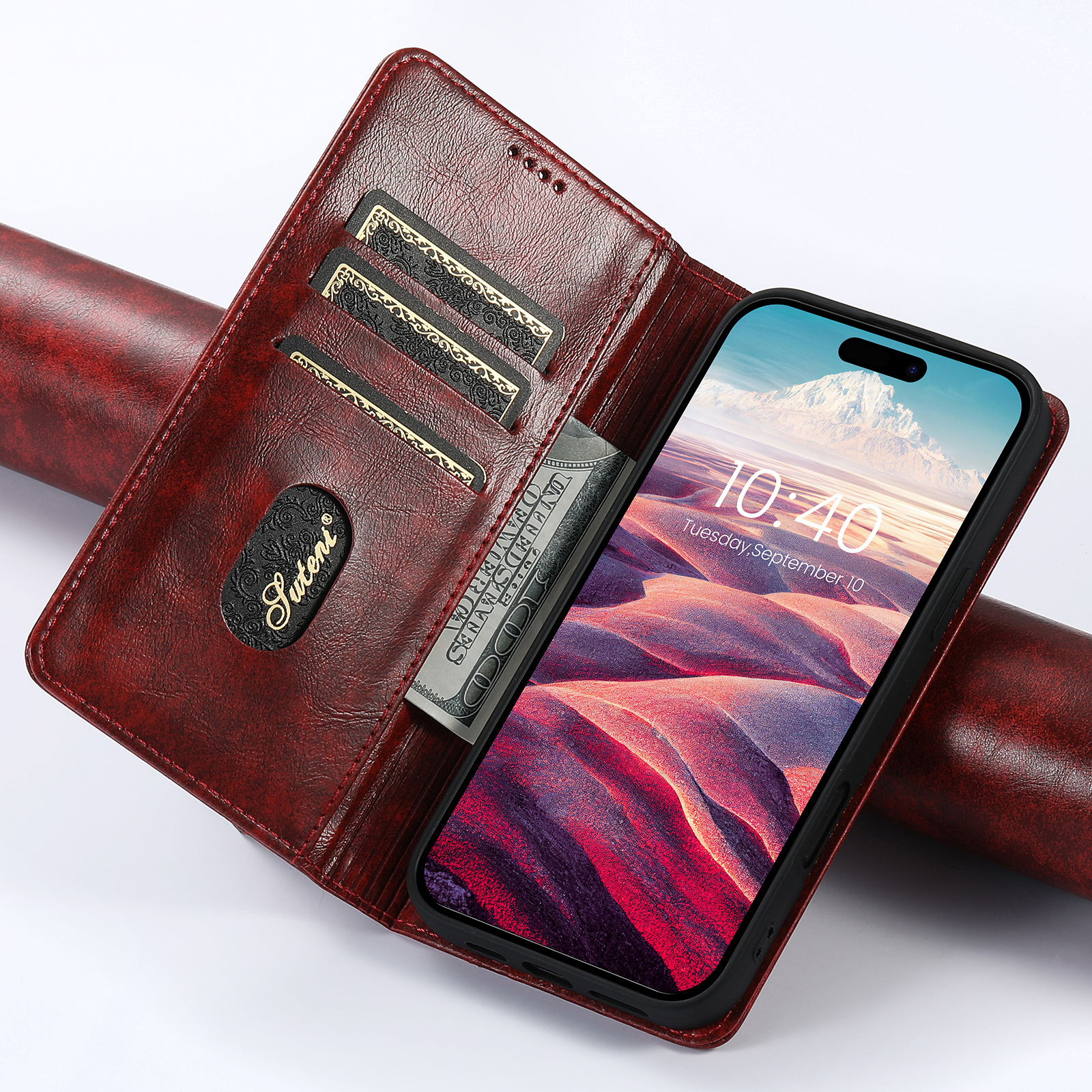 SUTENI BLK Phone Case Faux Leather Card Holder Stand Wallet Magnet Flip Cover For iPhone 17 Pro Max 16 Plus 15 14 13 mini 12 11