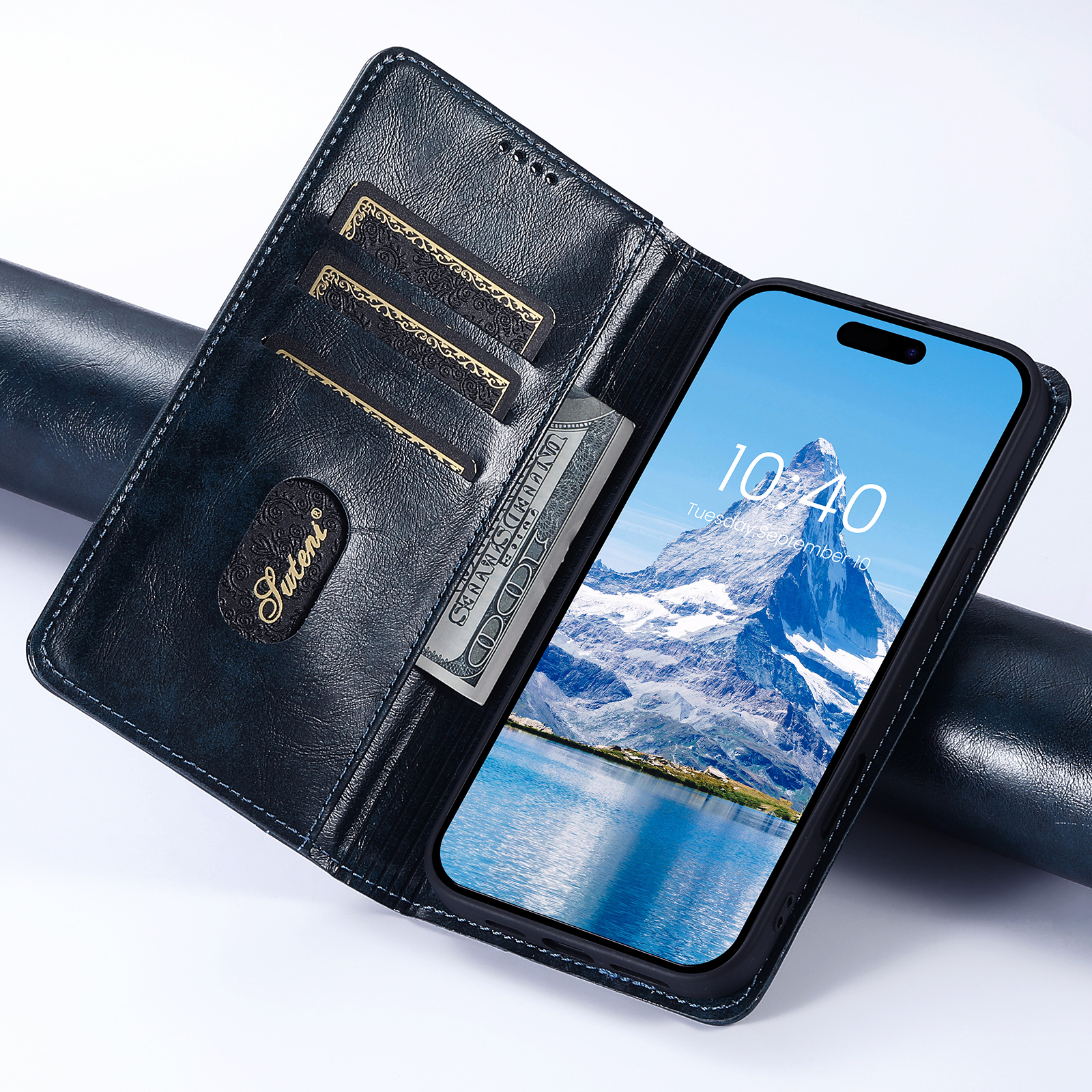 SUTENI BLK Phone Case PU Leather Card Holder Stand Wallet Magnet Flip Cover For iPhone 16 Pro Max 15 Plus 14 13 12 Mini 11