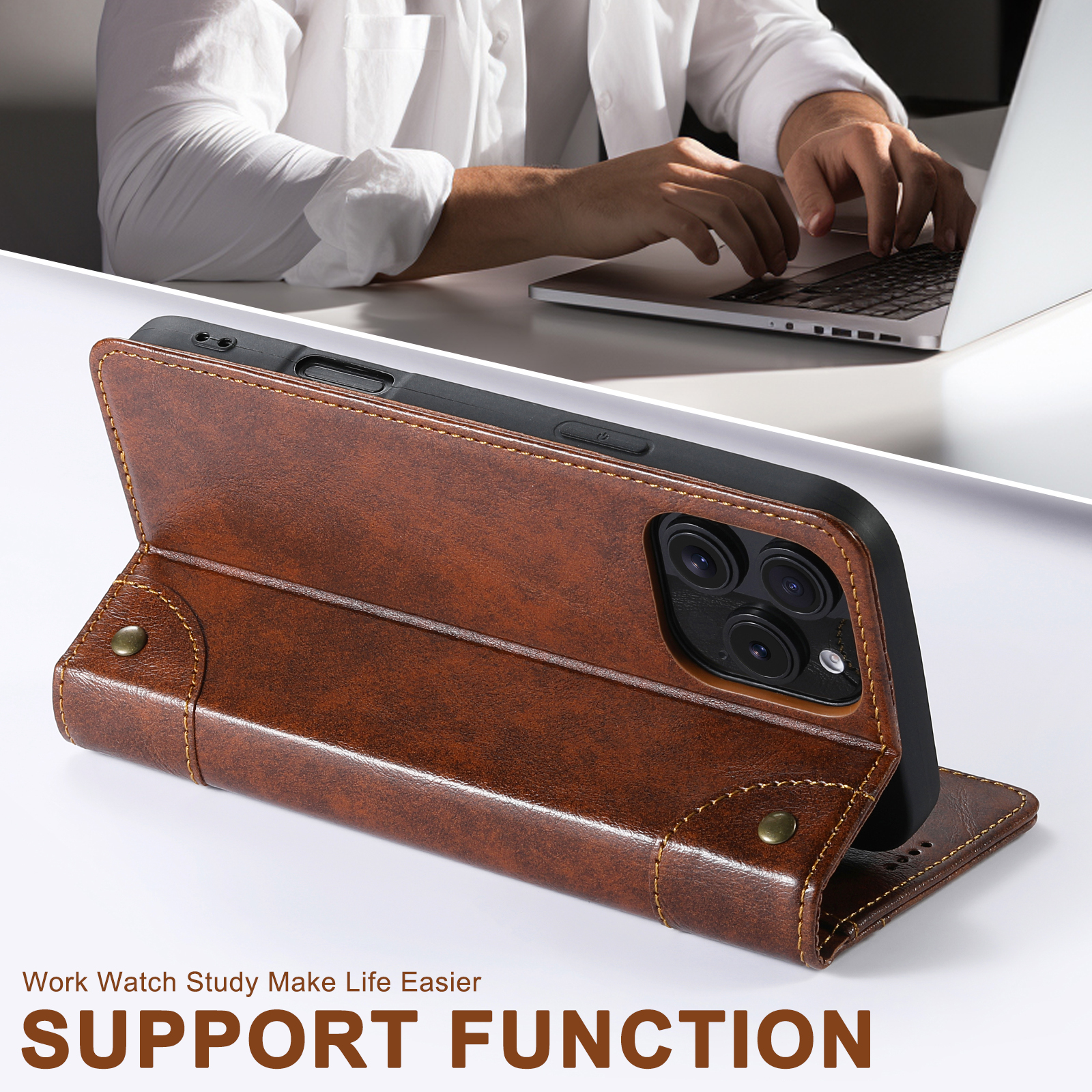 SUTENI BLK Phone Case Faux Leather Card Holder Stand Wallet Magnet Flip Cover For iPhone 17 Pro Max 16 Plus 15 14 13 mini 12 11