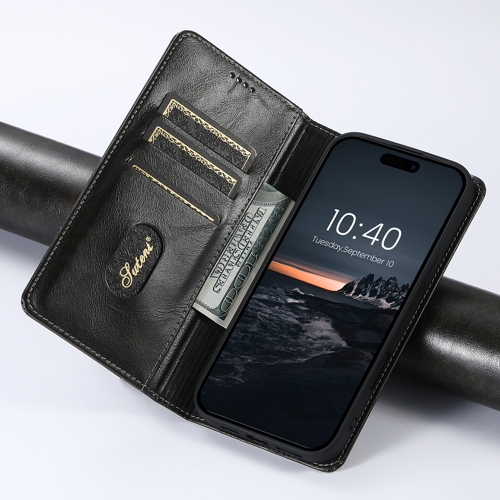 SUTENI BLK Phone Case PU Leather Card Holder Stand Wallet Magnet Flip Cover For iPhone 16 Pro Max 15 Plus 14 13 12 Mini 11