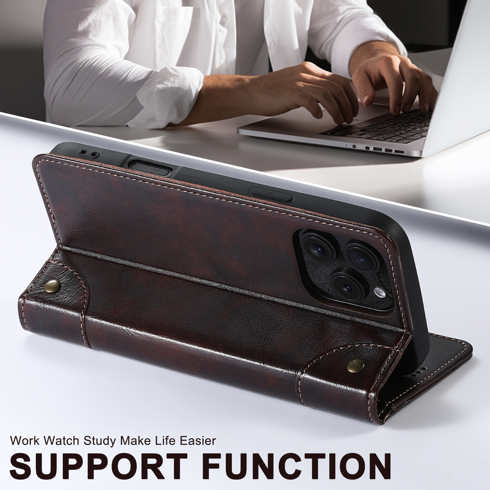 SUTENI BLK Phone Case PU Leather Card Holder Stand Wallet Magnet Flip Cover For iPhone 16 Pro Max 15 Plus 14 13 12 Mini 11