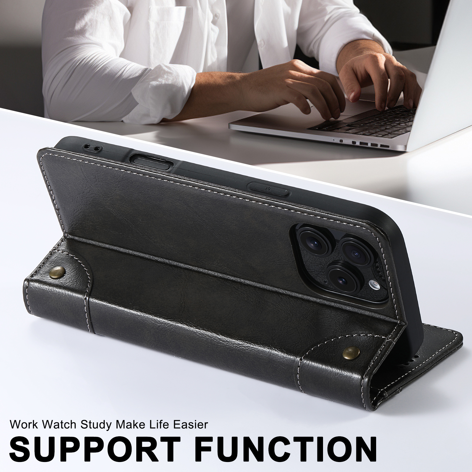 SUTENI BLK Phone Case PU Leather Card Holder Stand Wallet Magnet Flip Cover For iPhone 16 Pro Max 15 Plus 14 13 12 Mini 11