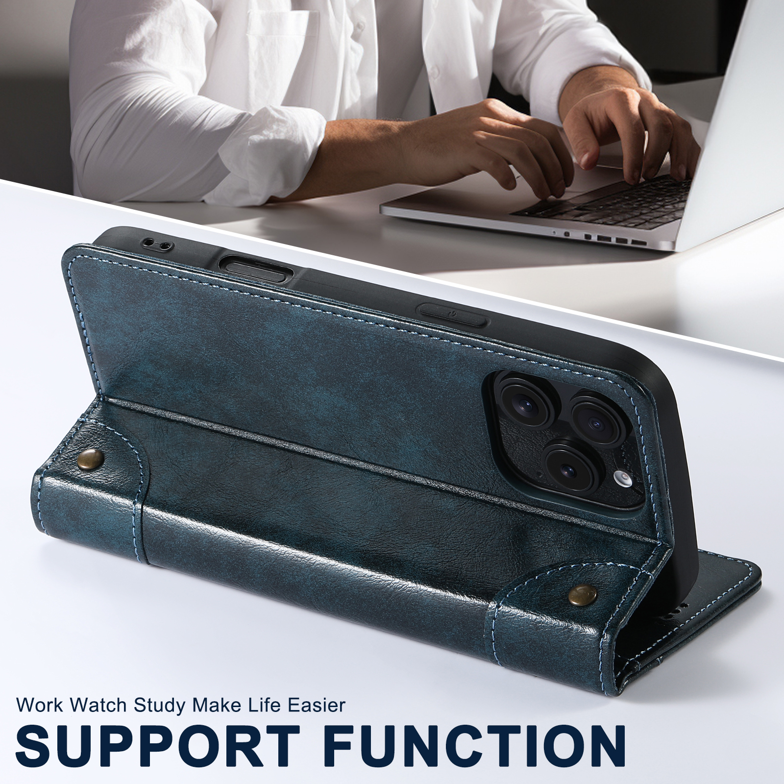 SUTENI BLK Phone Case PU Leather Card Holder Stand Wallet Magnet Flip Cover For iPhone 16 Pro Max 15 Plus 14 13 12 Mini 11