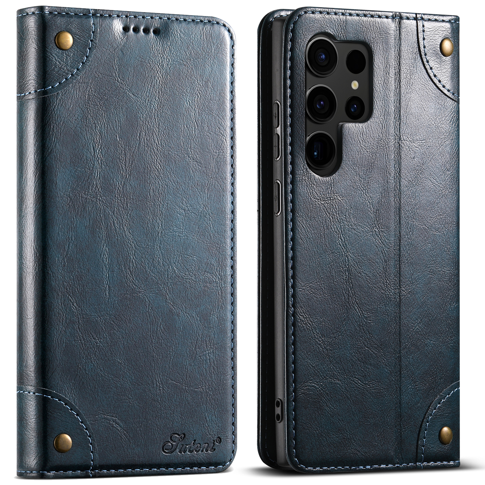 SUTENI BLK Phone Case PU Leather Card Holder Stand Wallet Magnet Flip Cover For Samsung S24Ultra S23Plus S22 Note20