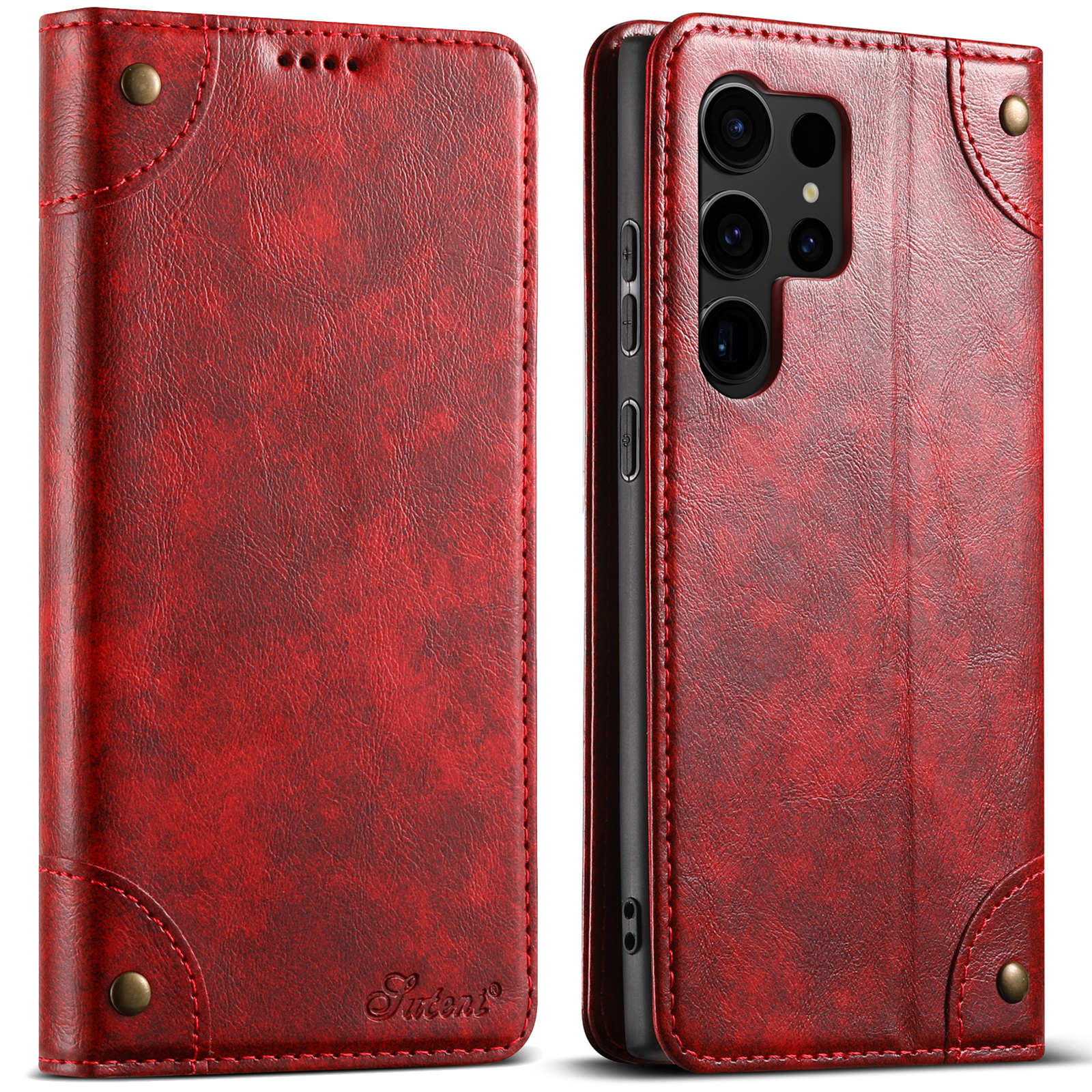 SUTENI BLK Phone Case PU Leather Card Holder Stand Wallet Magnet Flip Cover For Samsung S26Ultra S25Plus S24 S23 S22 Note20