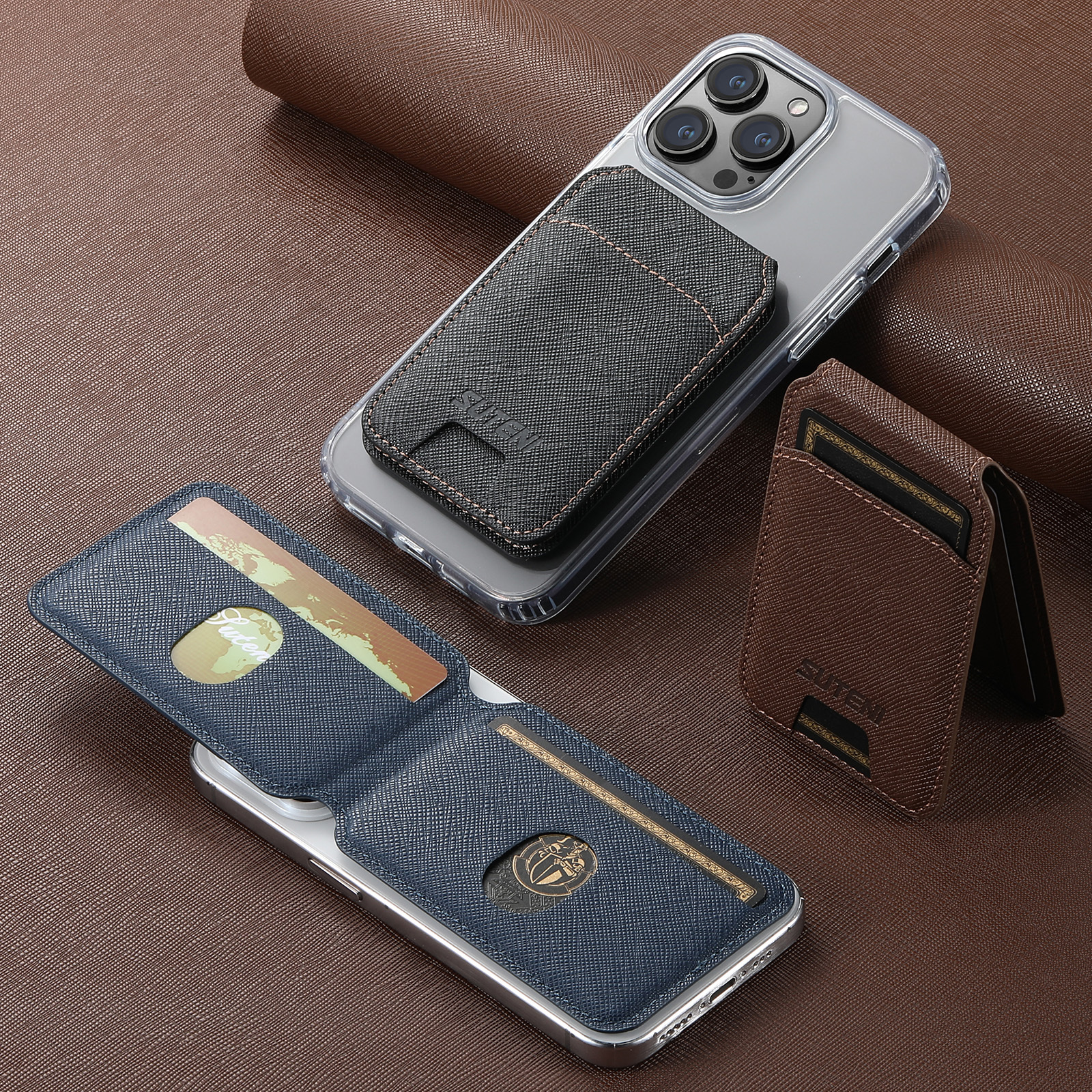 SUTENI S2SZ Luxury PU Leather Stand Mobile Phone Wallet Magnet Flip Pocket Card Storage Bag Wallet