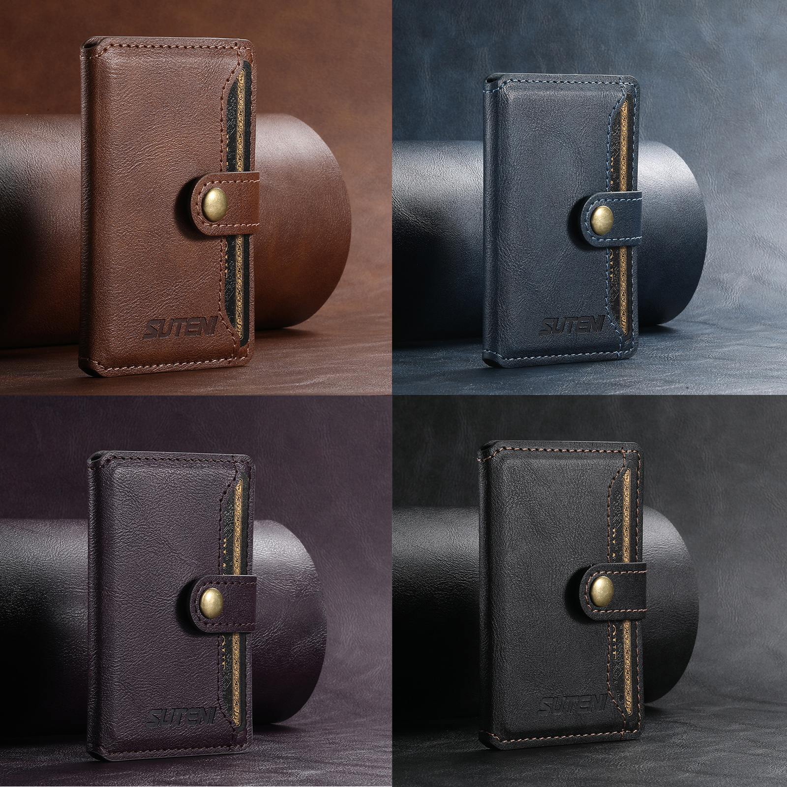 SUTENI S1 Luxury PU Leather Flip Pocket Card Storage Magnet Mobile Phone Wallet